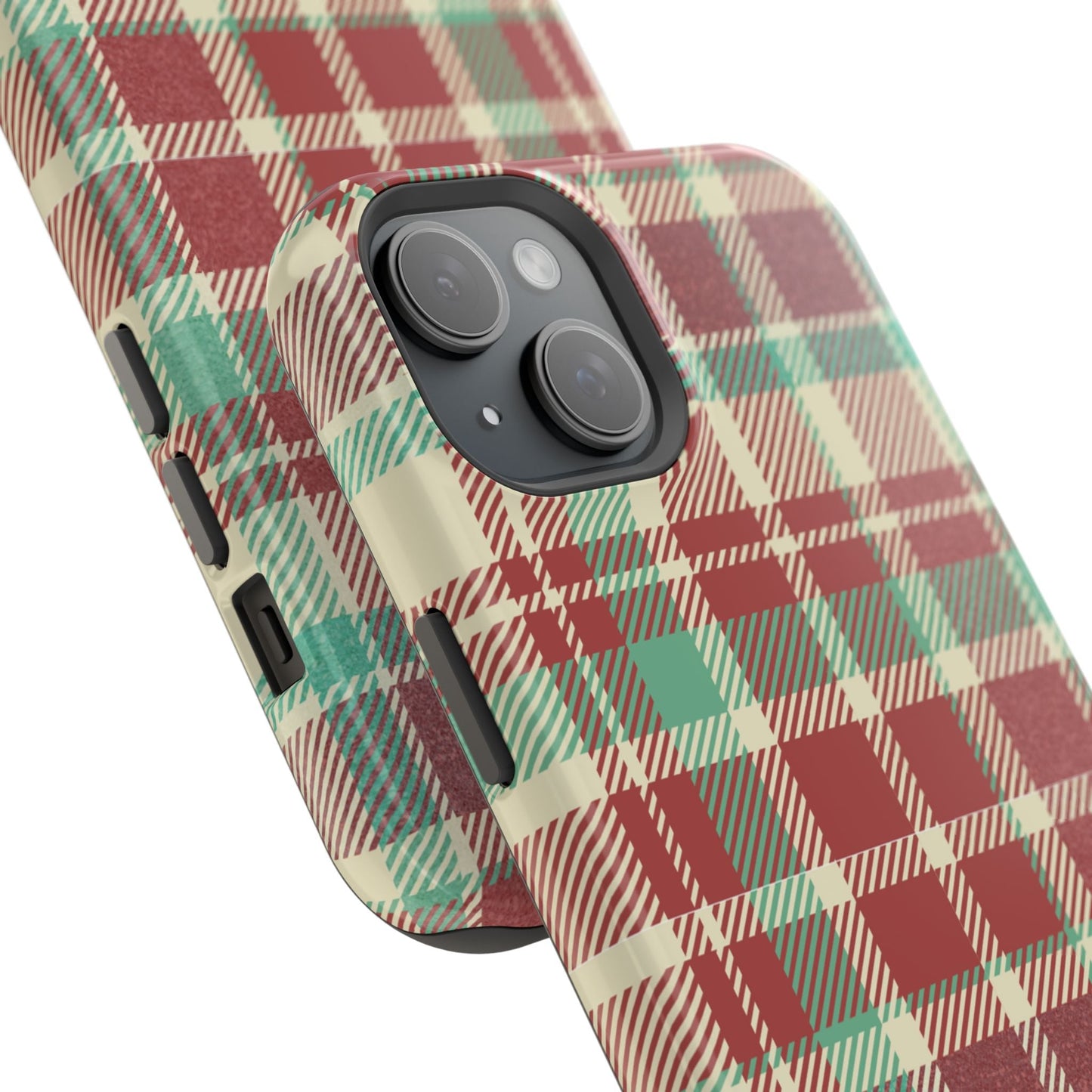 Retro Red & Cream Plaid – MagSafe iPhone Case with Classic Elegance - BOGO Cases