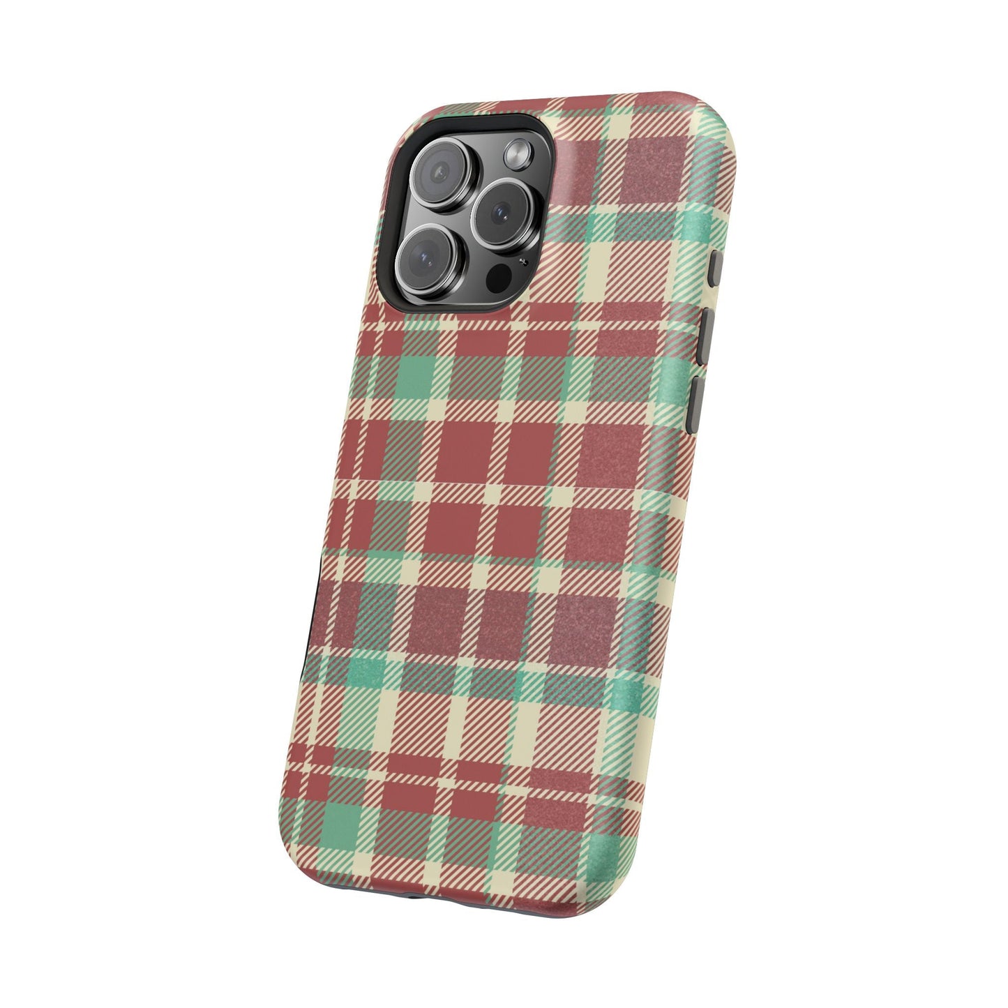 Retro Red & Cream Plaid – MagSafe iPhone Case with Classic Elegance - BOGO Cases