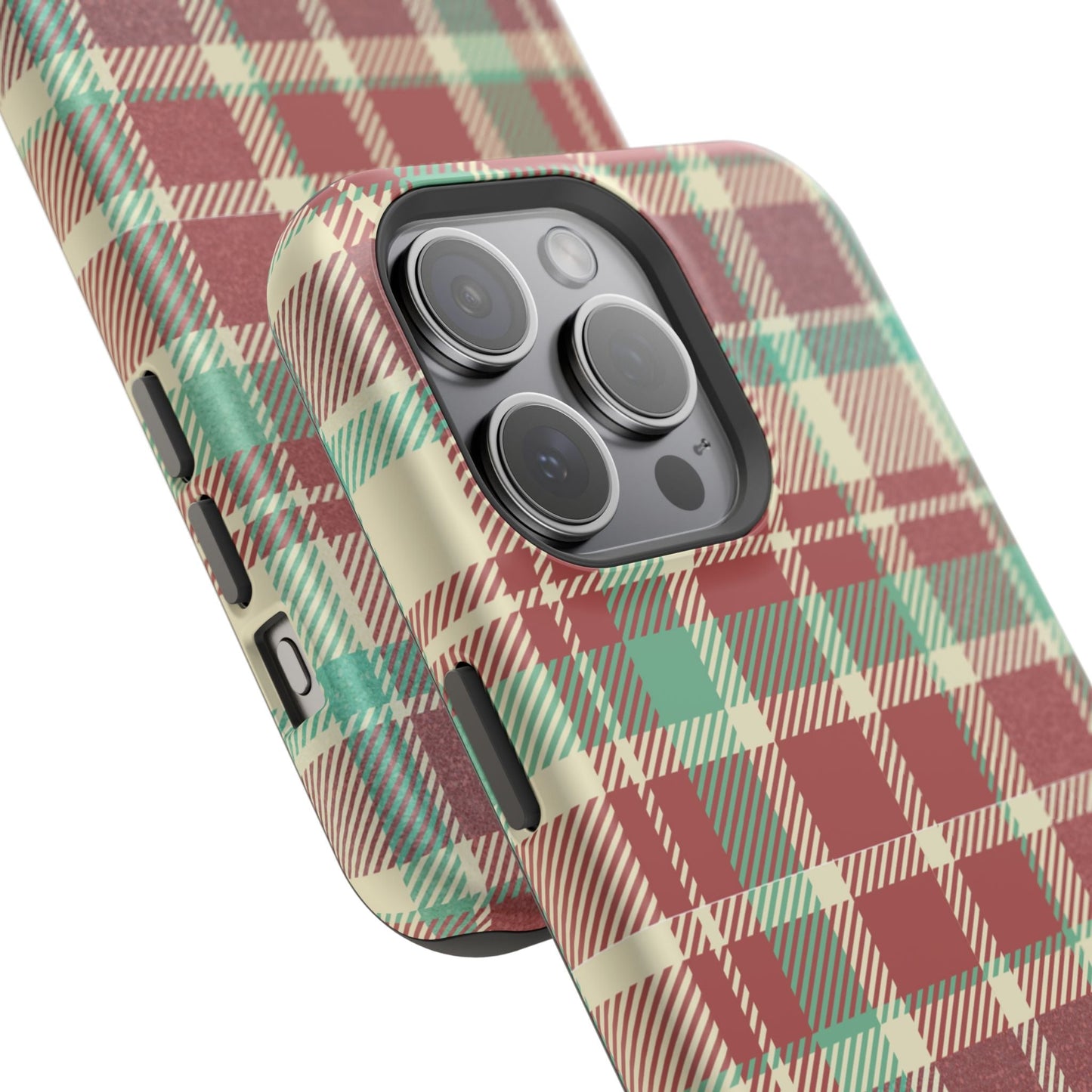 Retro Red & Cream Plaid – MagSafe iPhone Case with Classic Elegance - BOGO Cases