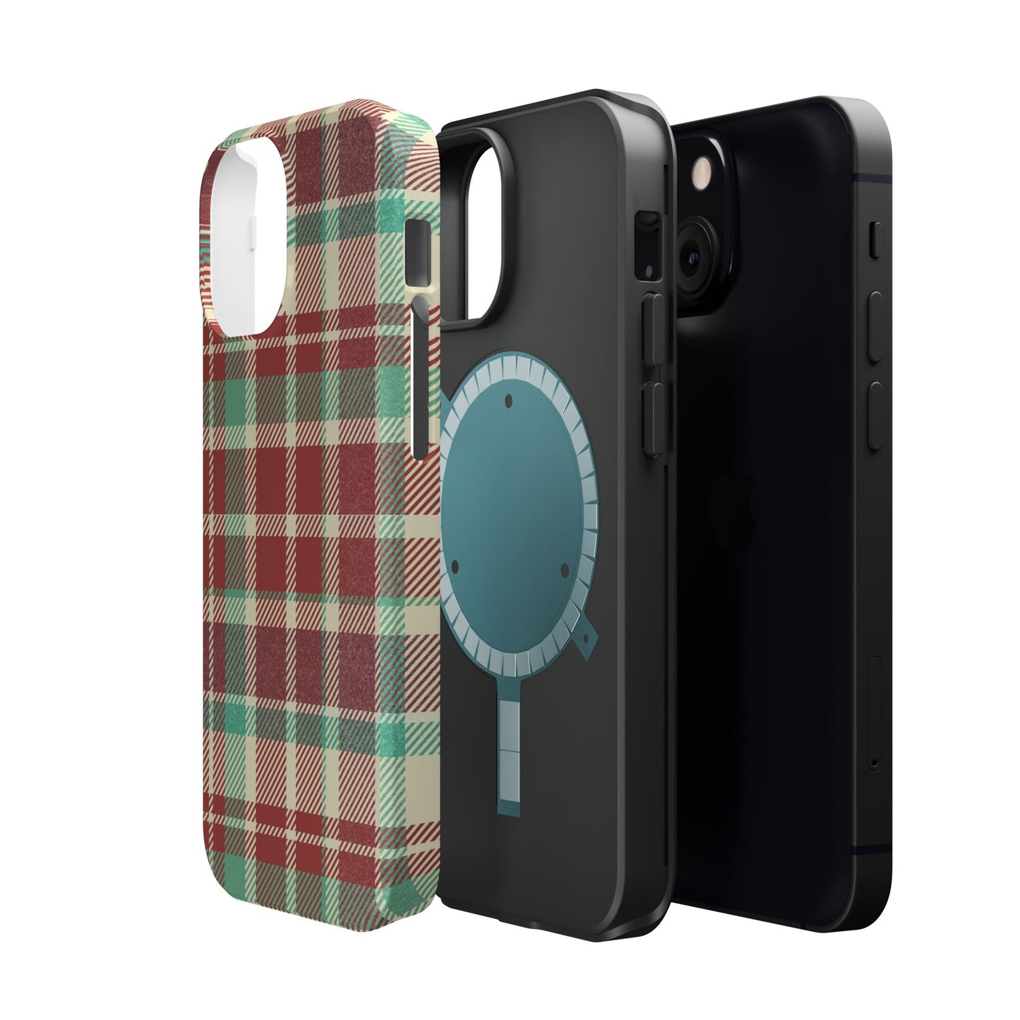 Retro Red & Cream Plaid – MagSafe iPhone Case with Classic Elegance - BOGO Cases