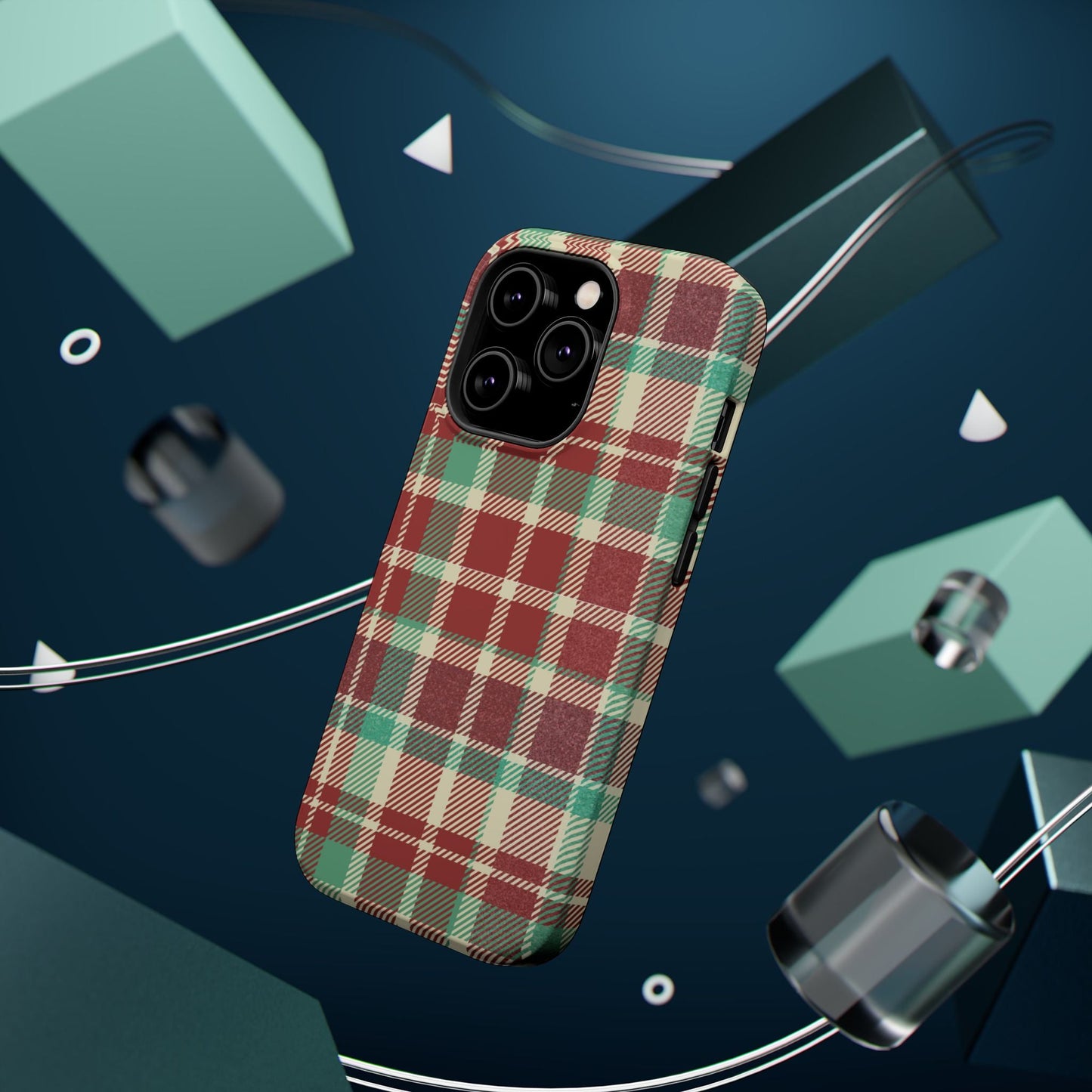 Retro Red & Cream Plaid – MagSafe iPhone Case with Classic Elegance - BOGO Cases