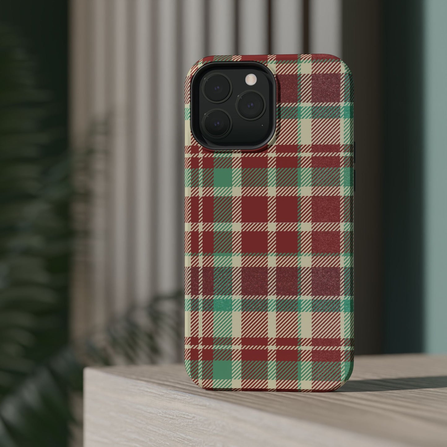 Retro Red & Cream Plaid – MagSafe iPhone Case with Classic Elegance - BOGO Cases
