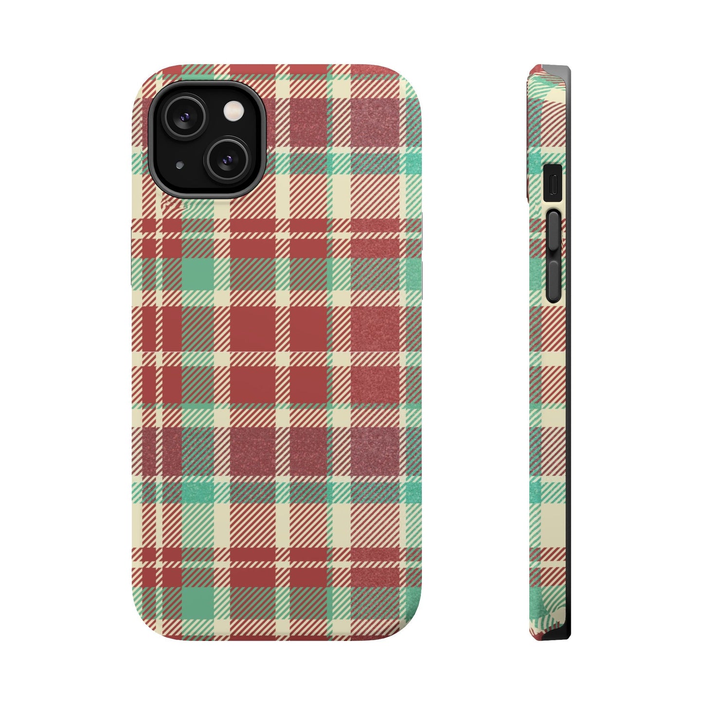 Retro Red & Cream Plaid – MagSafe iPhone Case with Classic Elegance - BOGO Cases