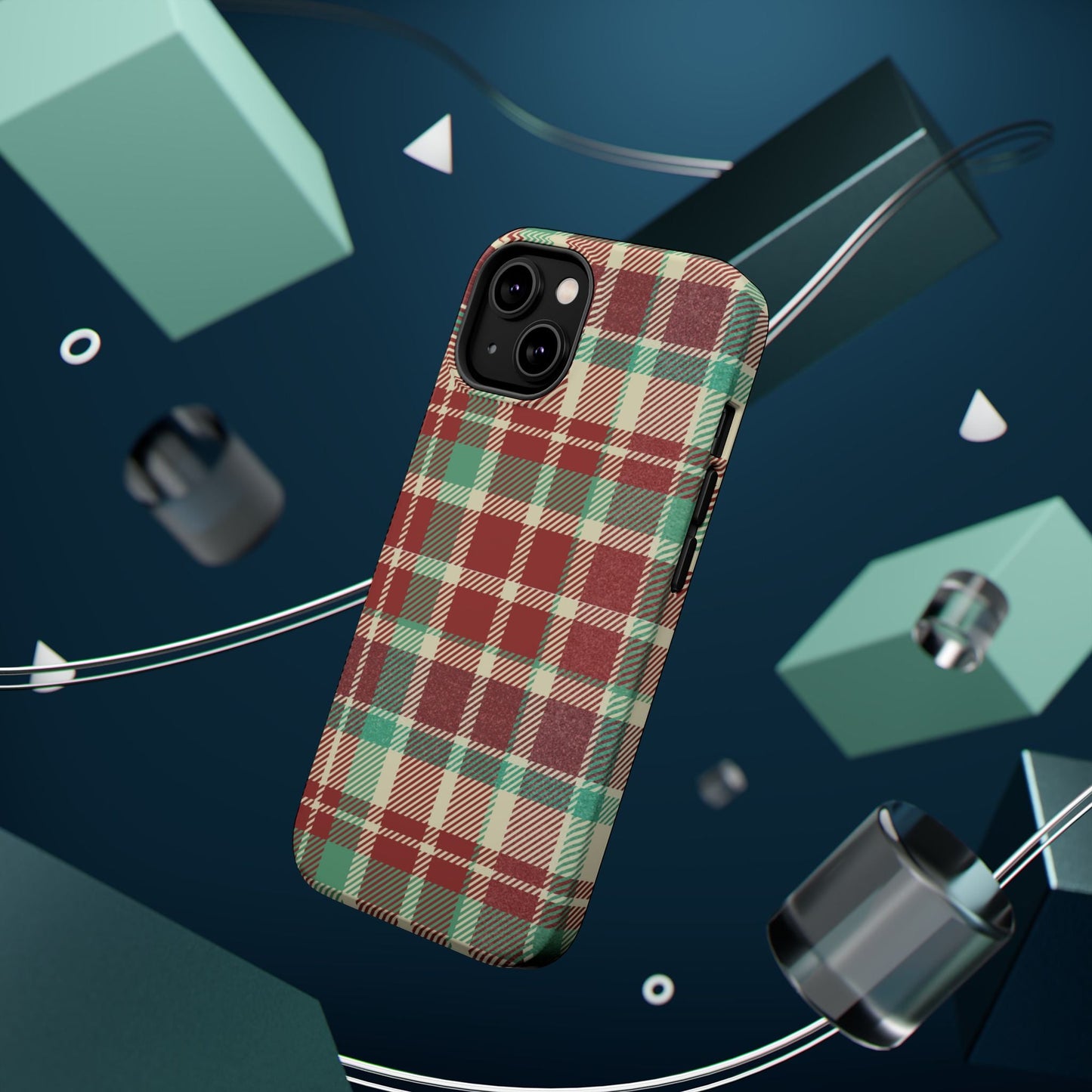 Retro Red & Cream Plaid – MagSafe iPhone Case with Classic Elegance - BOGO Cases