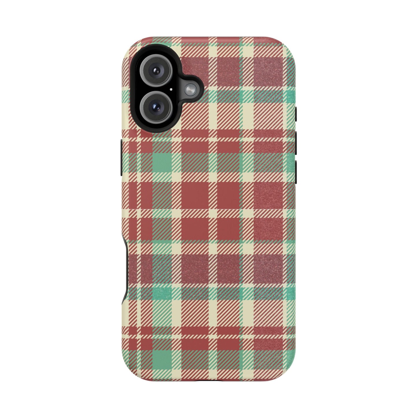 Retro Red & Cream Plaid – MagSafe iPhone Case with Classic Elegance - BOGO Cases