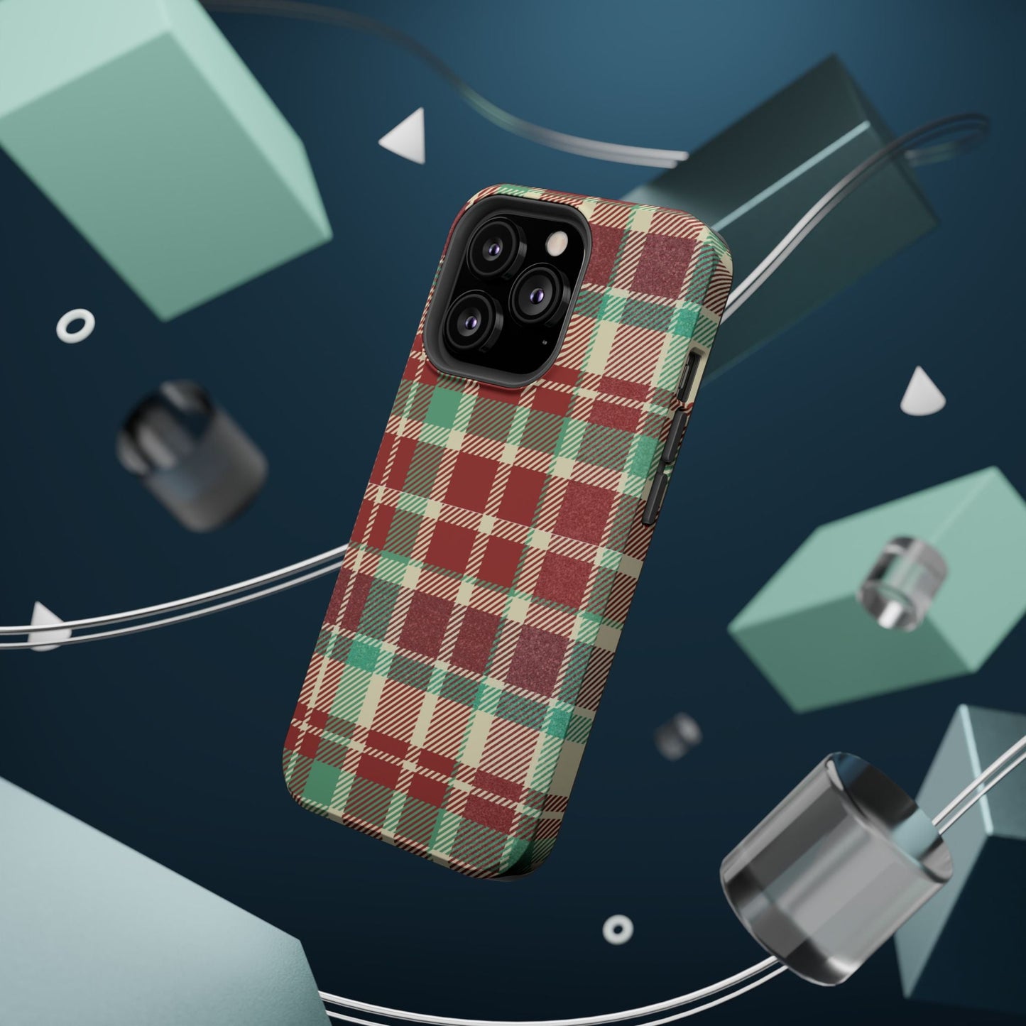 Retro Red & Cream Plaid – MagSafe iPhone Case with Classic Elegance - BOGO Cases
