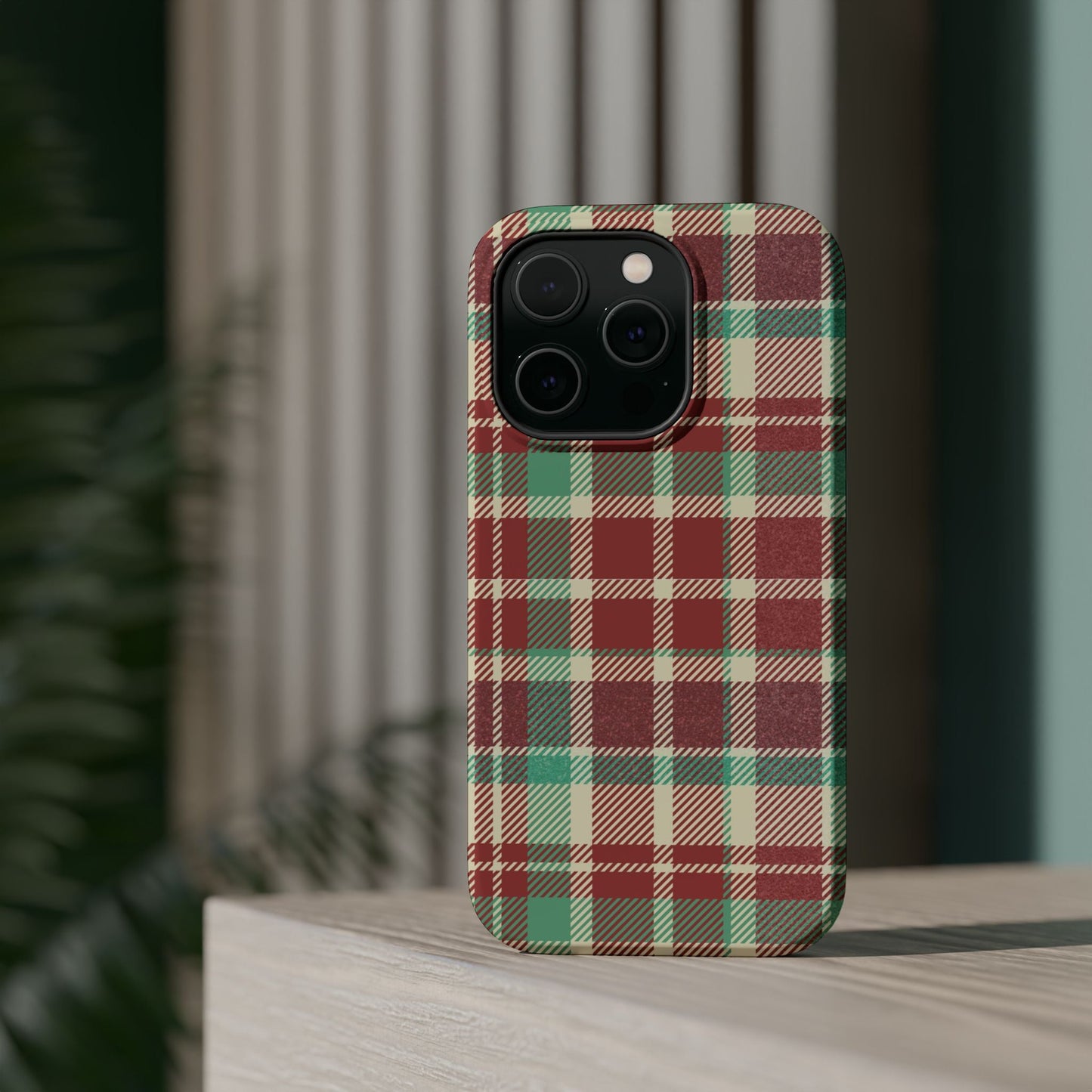 Retro Red & Cream Plaid – MagSafe iPhone Case with Classic Elegance - BOGO Cases