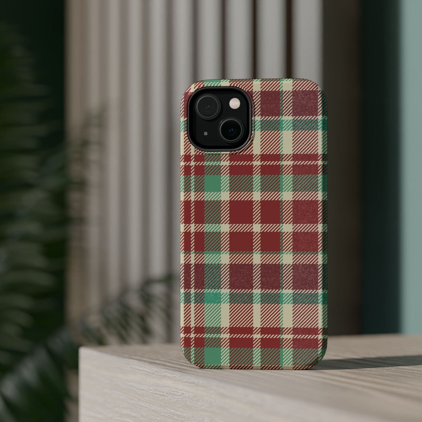 Retro Red & Cream Plaid – MagSafe iPhone Case with Classic Elegance - BOGO Cases