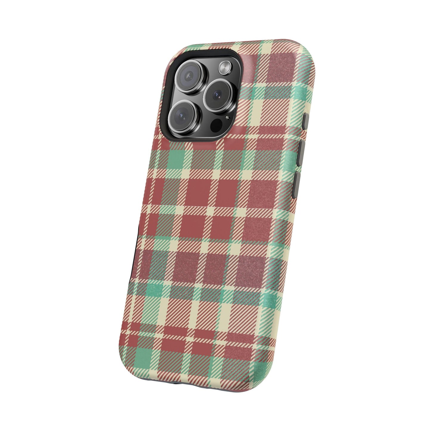 Retro Red & Cream Plaid – MagSafe iPhone Case with Classic Elegance - BOGO Cases