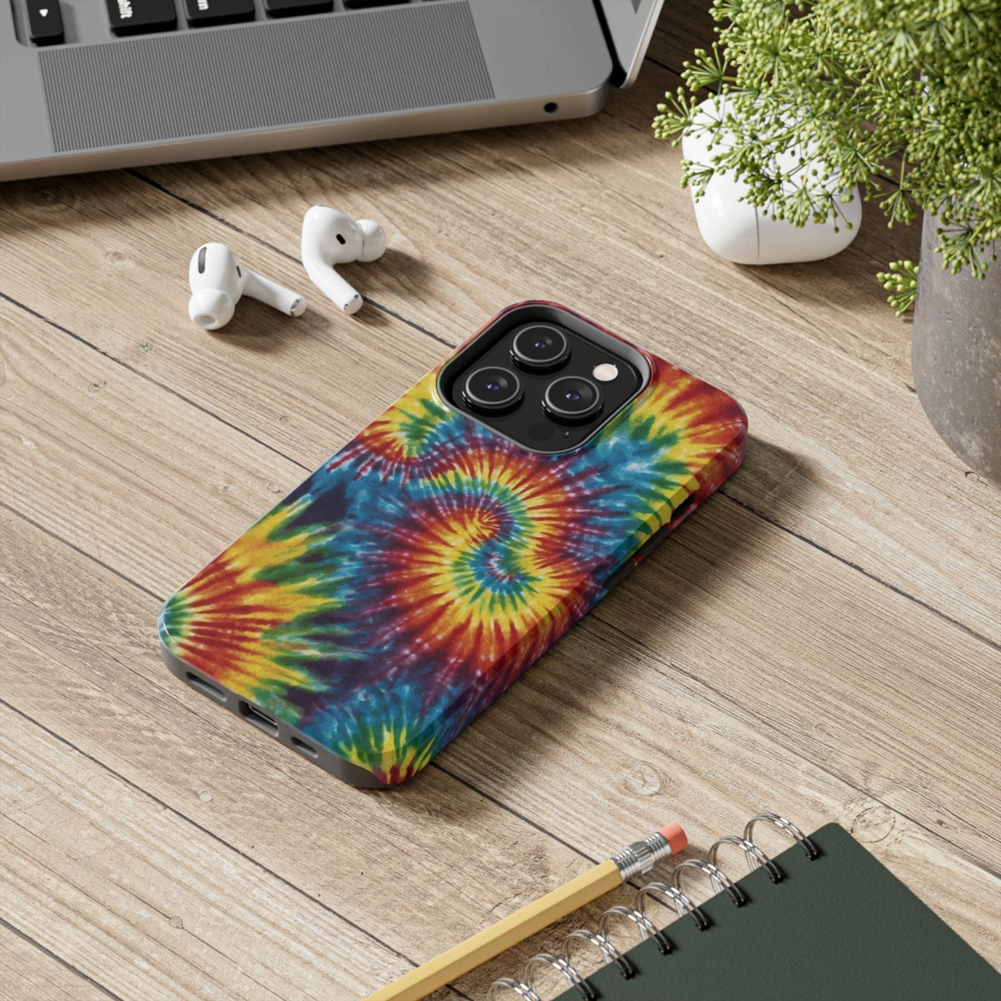 Retro Tie - Dye Swirl iPhone Case – Rainbow Spiral Design - BOGO Cases