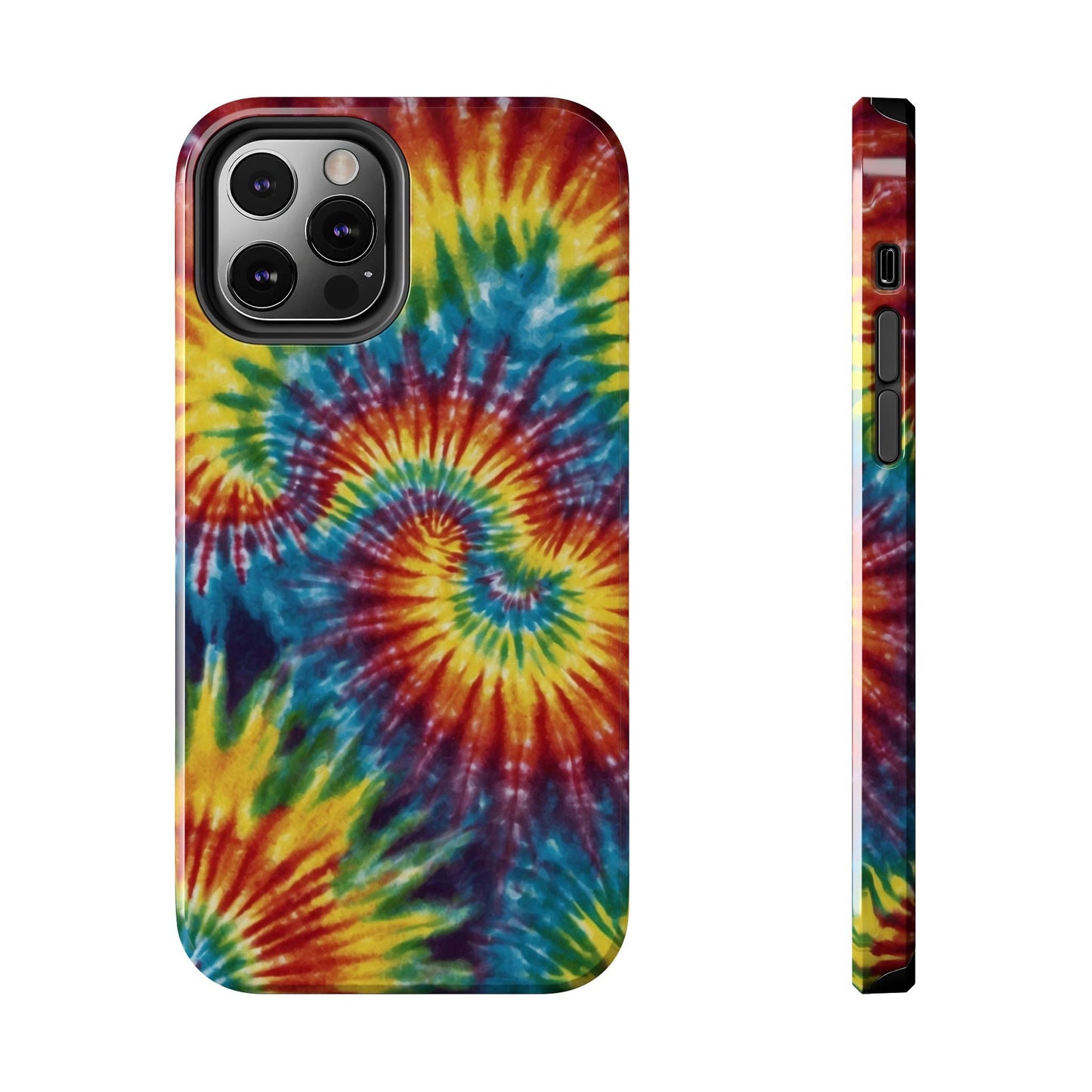 Retro Tie - Dye Swirl iPhone Case – Rainbow Spiral Design - BOGO Cases