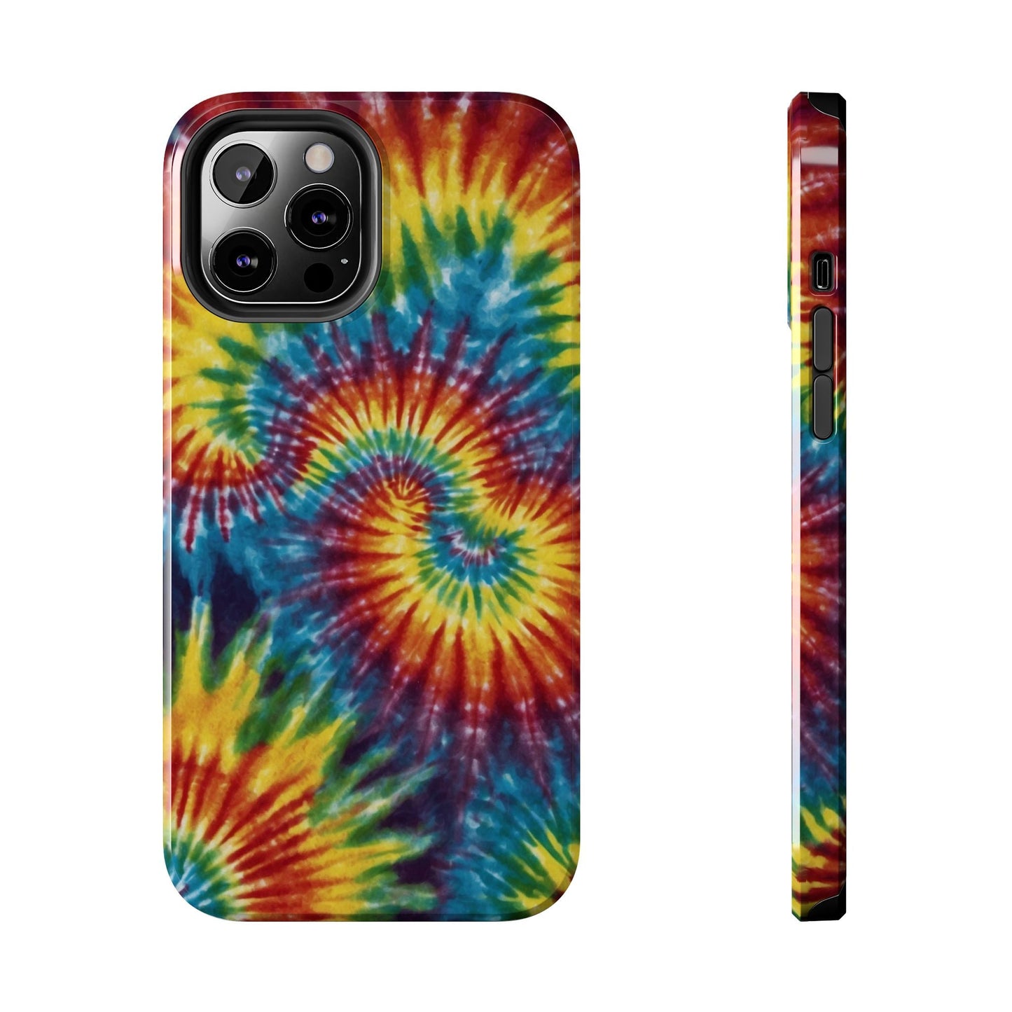 Retro Tie - Dye Swirl iPhone Case – Rainbow Spiral Design - BOGO Cases