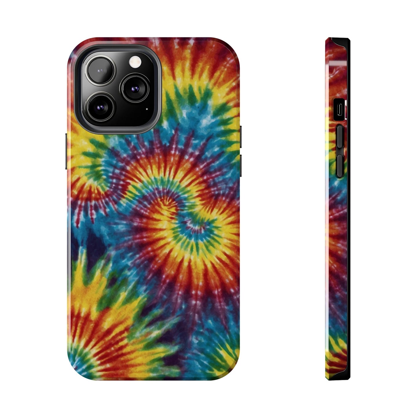 Retro Tie - Dye Swirl iPhone Case – Rainbow Spiral Design - BOGO Cases