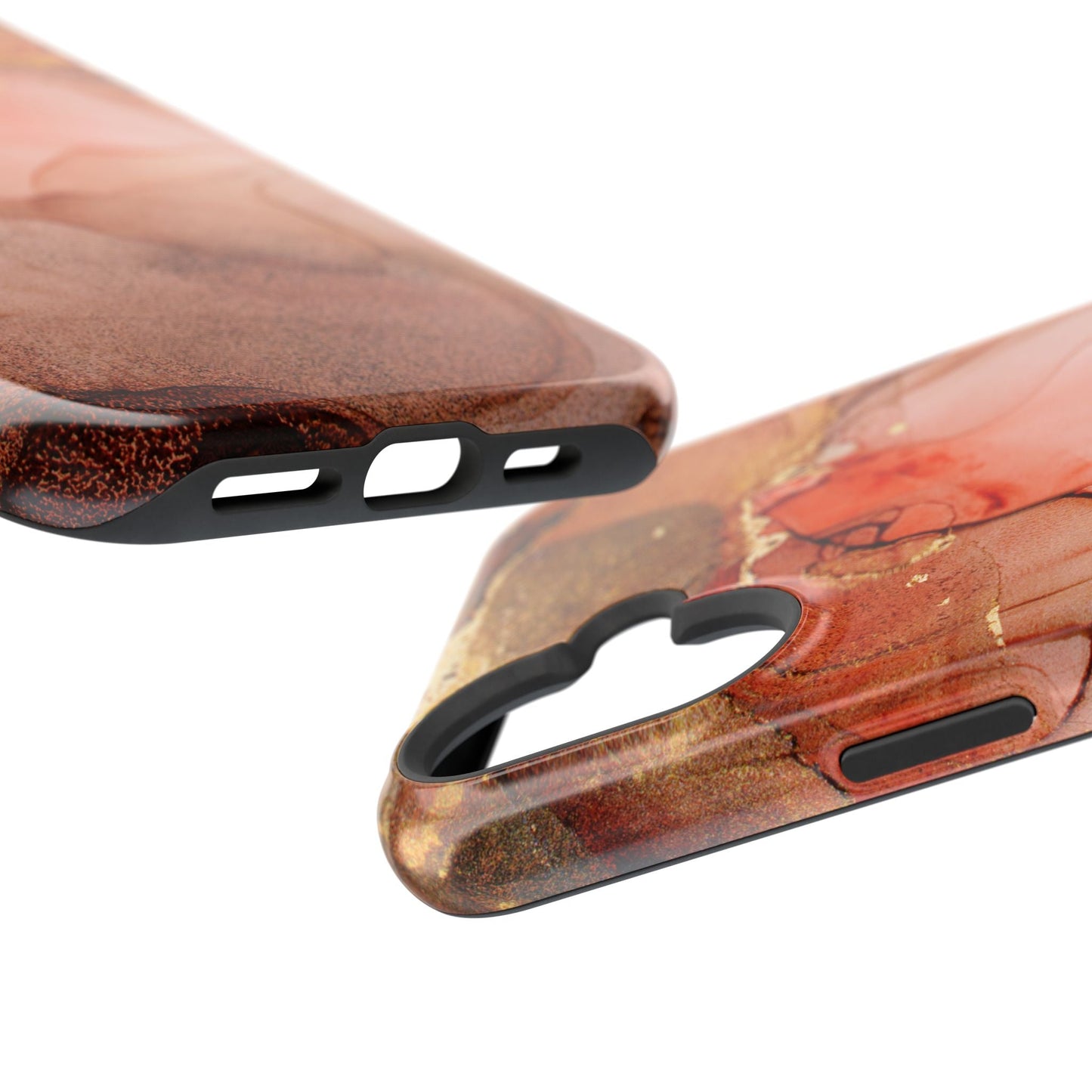 Ruby Red Marble MagSafe Case - Bold Red with Gold Veining for iPhone MagSafe Models - BOGO Cases
