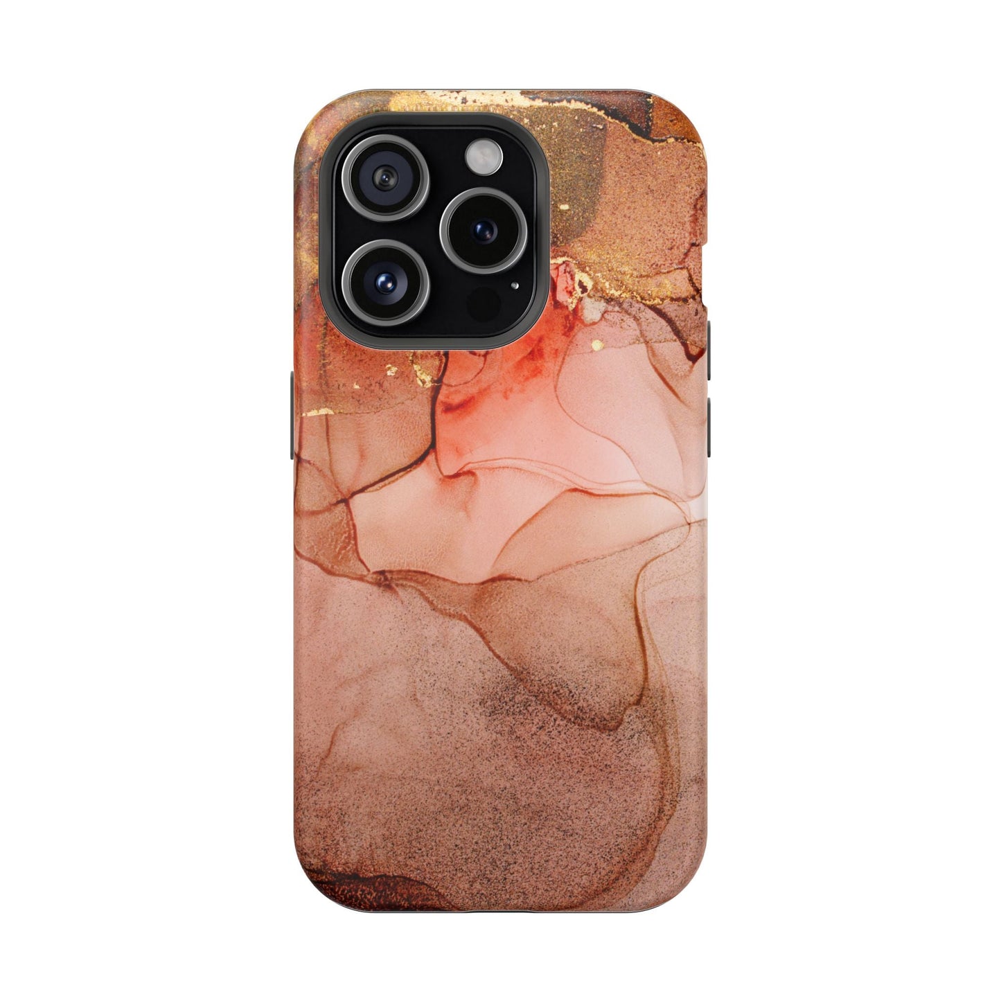 Ruby Red Marble MagSafe Case - Bold Red with Gold Veining for iPhone MagSafe Models - BOGO Cases