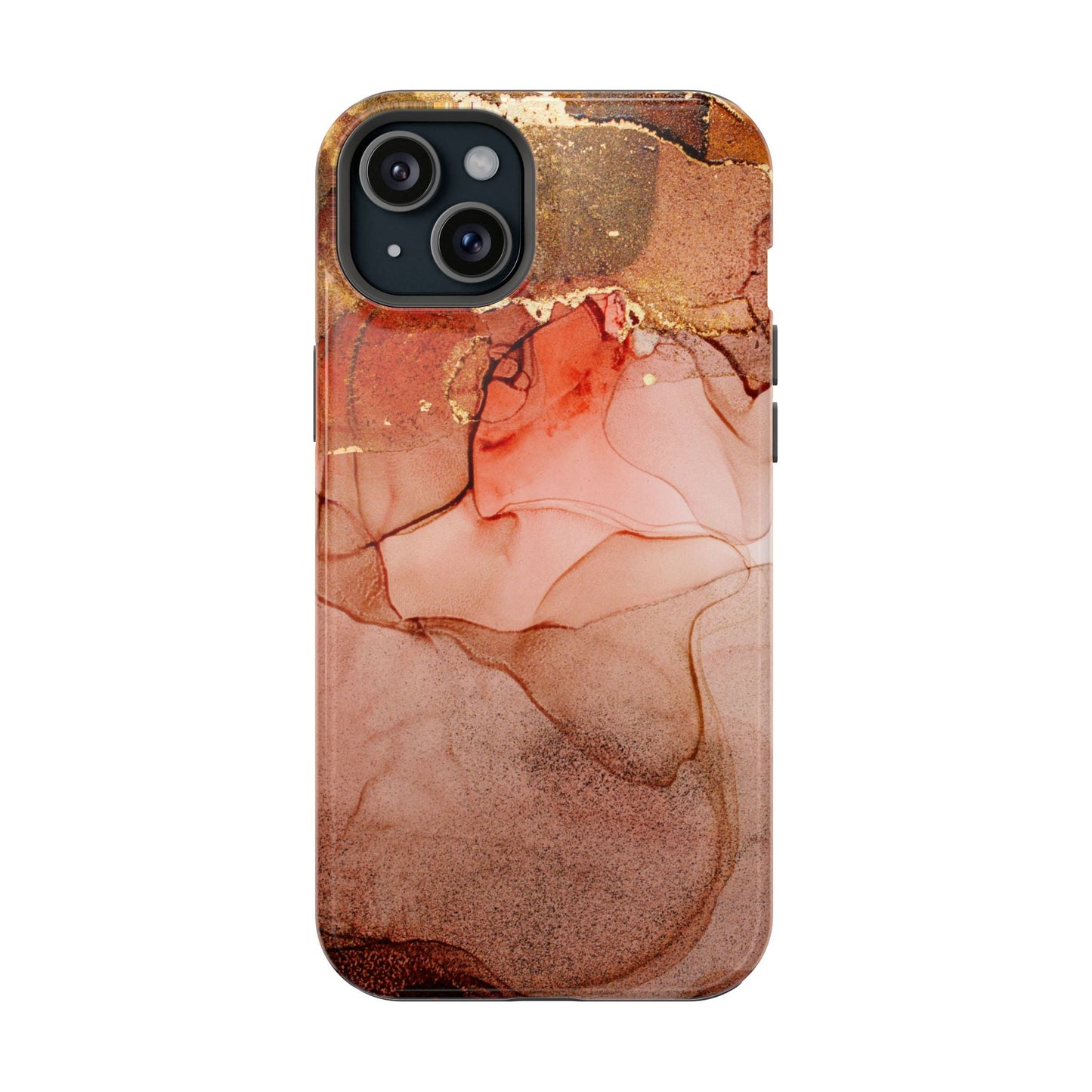 Ruby Red Marble MagSafe Case - Bold Red with Gold Veining for iPhone MagSafe Models - BOGO Cases