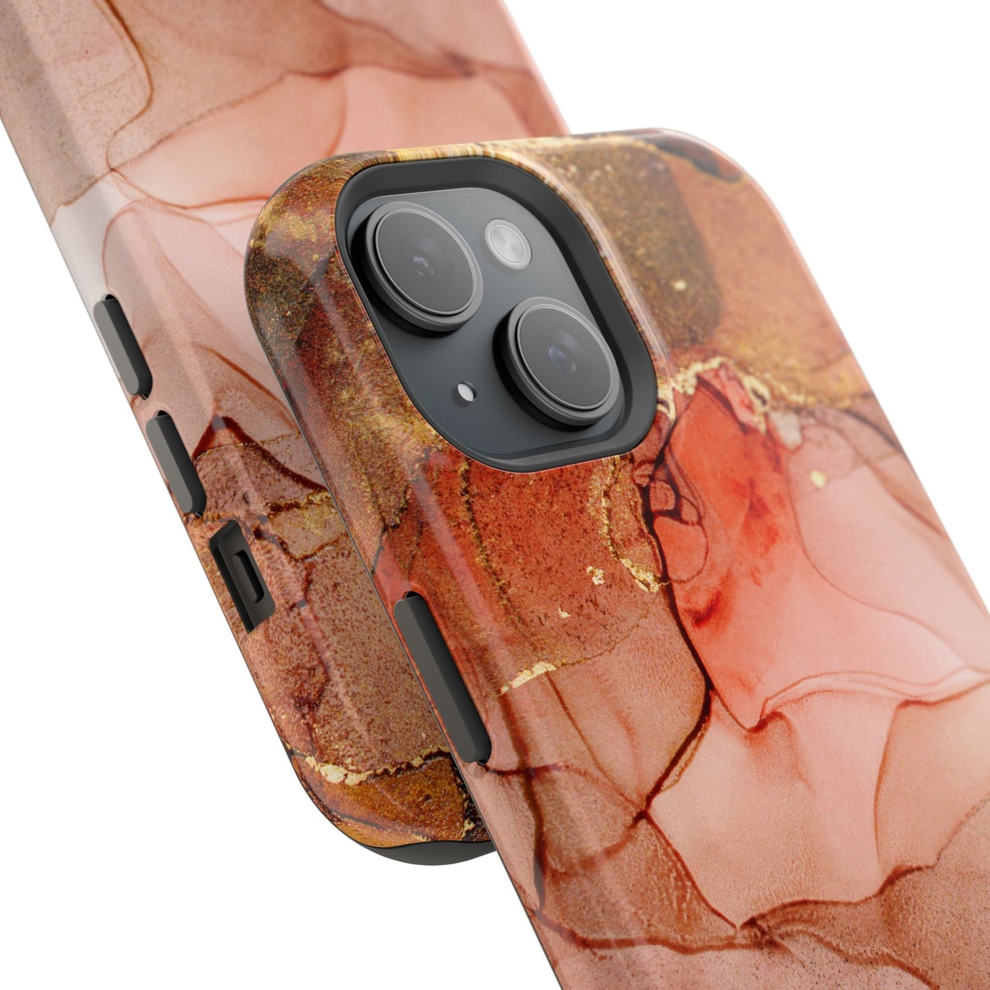 Ruby Red Marble MagSafe Case - Bold Red with Gold Veining for iPhone MagSafe Models - BOGO Cases