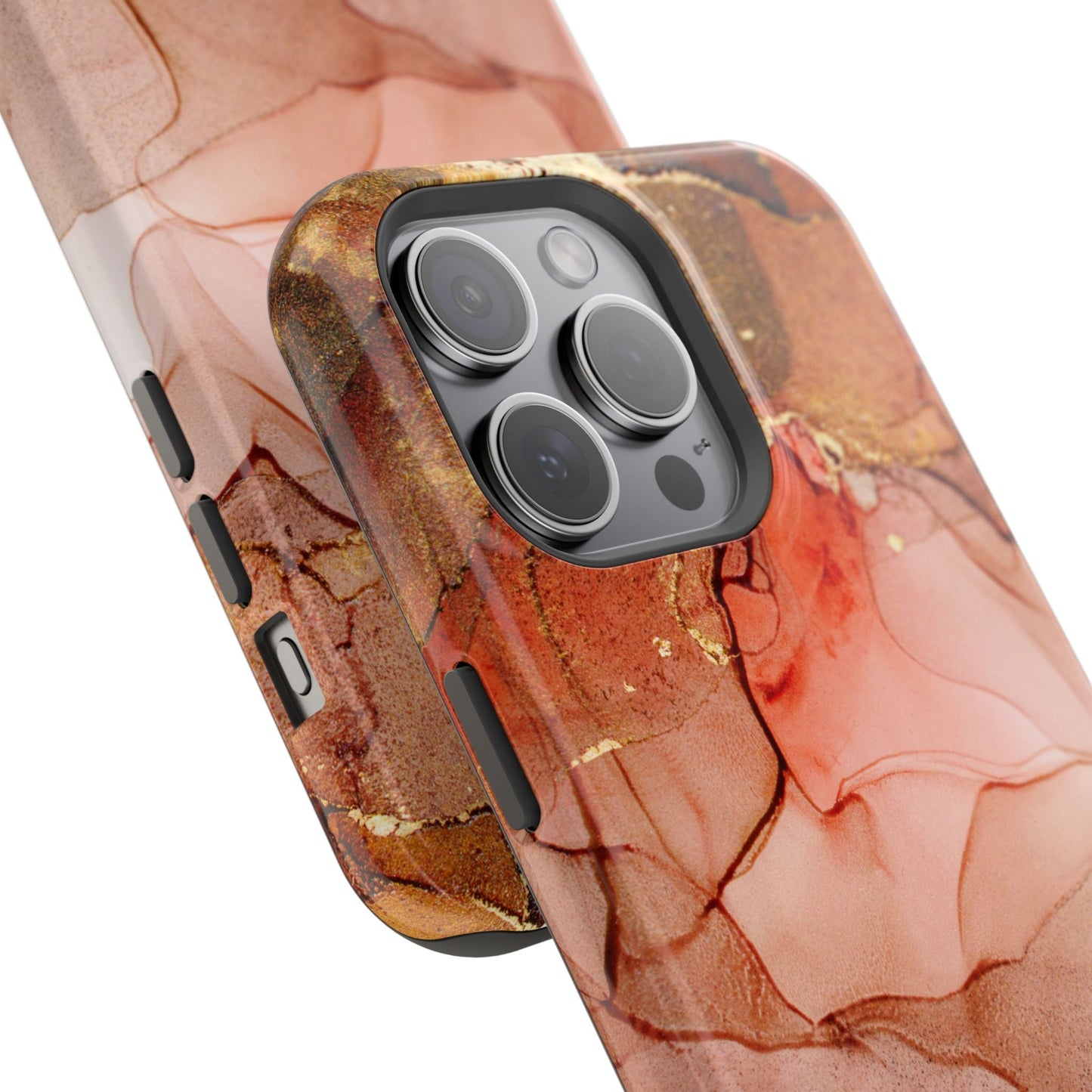 Ruby Red Marble MagSafe Case - Bold Red with Gold Veining for iPhone MagSafe Models - BOGO Cases