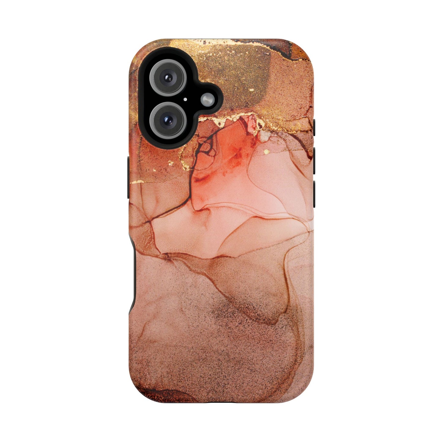 Ruby Red Marble MagSafe Case - Bold Red with Gold Veining for iPhone MagSafe Models - BOGO Cases