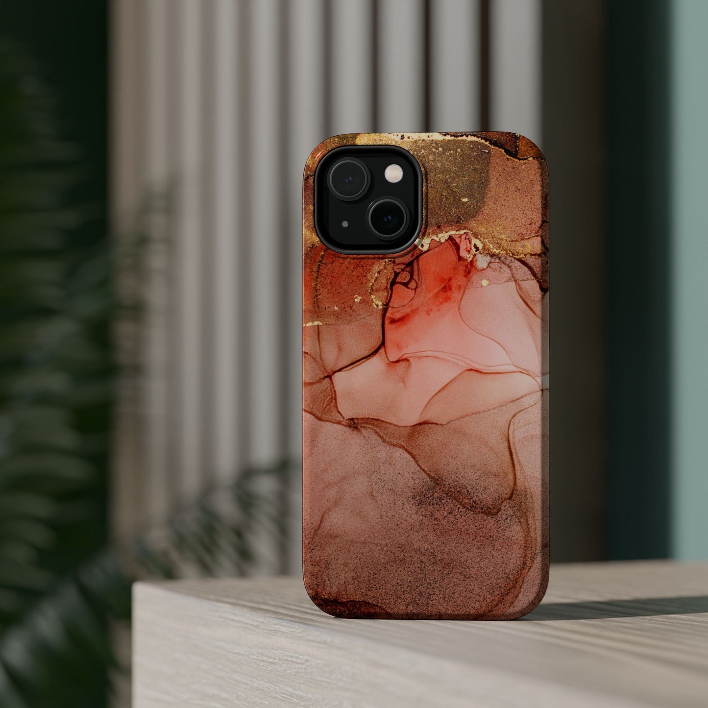 Ruby Red Marble MagSafe Case - Bold Red with Gold Veining for iPhone MagSafe Models - BOGO Cases