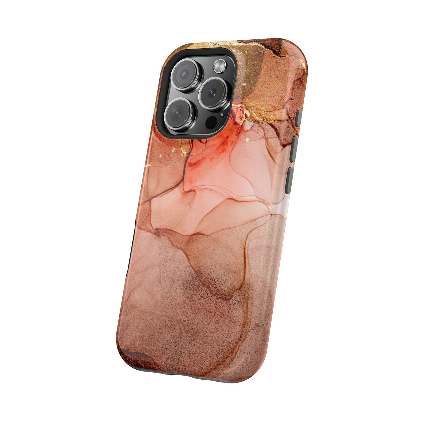 Ruby Red Marble MagSafe Case - Bold Red with Gold Veining for iPhone MagSafe Models - BOGO Cases