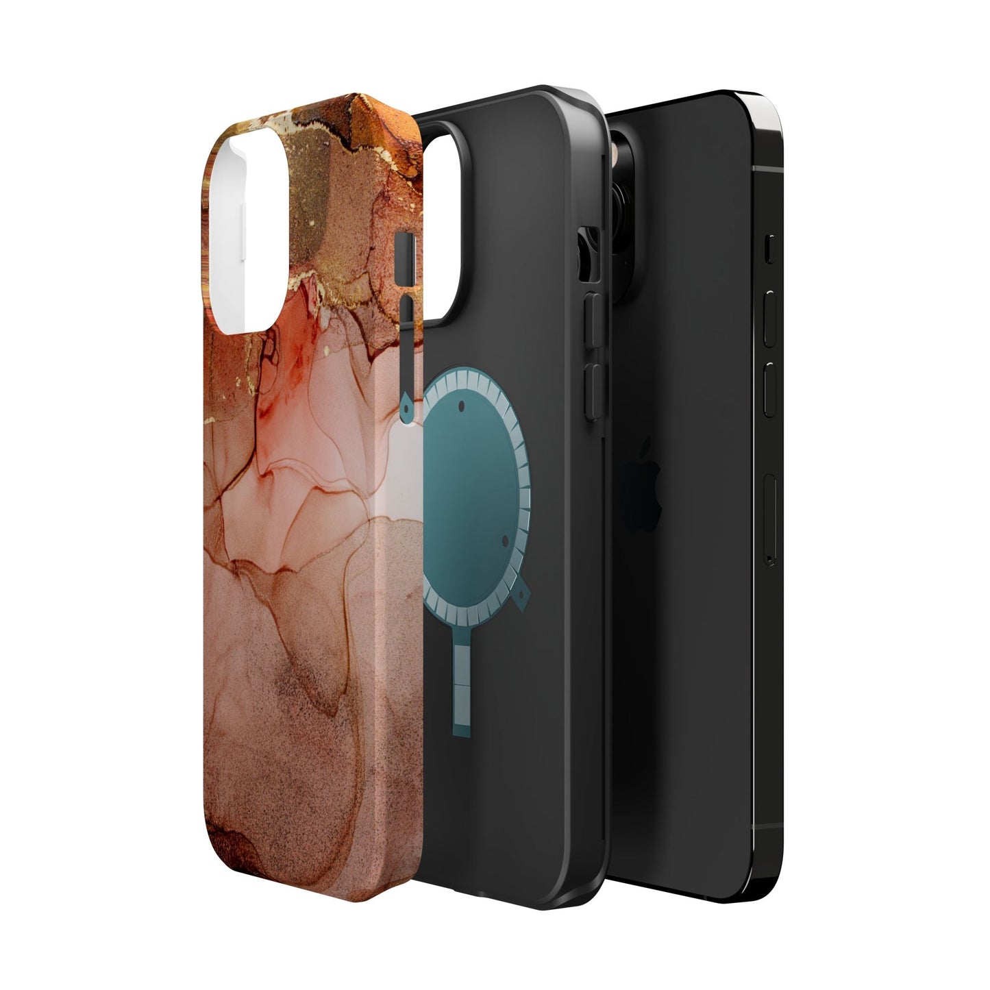 Ruby Red Marble MagSafe Case - Bold Red with Gold Veining for iPhone MagSafe Models - BOGO Cases