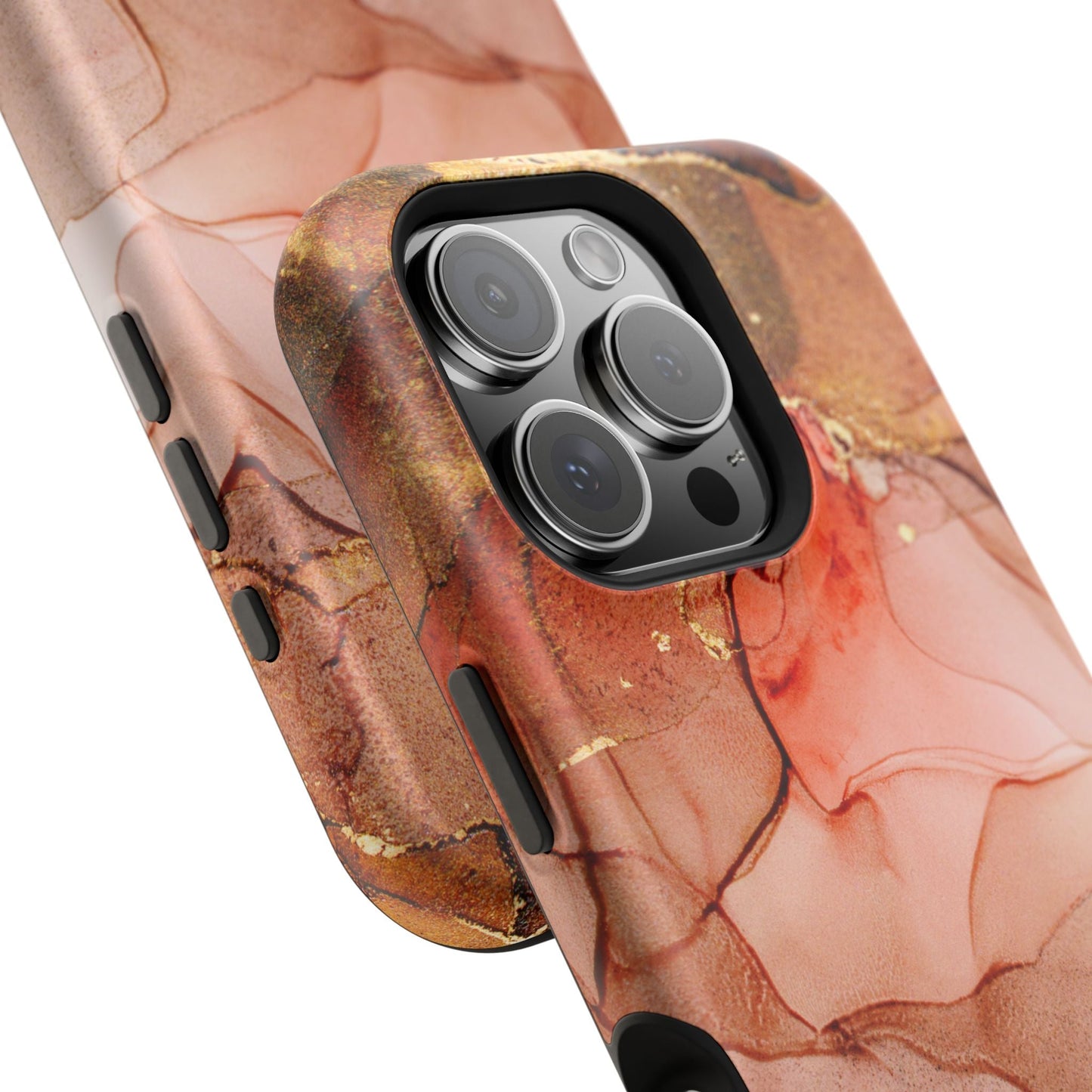Ruby Red Marble MagSafe Case - Bold Red with Gold Veining for iPhone MagSafe Models - BOGO Cases