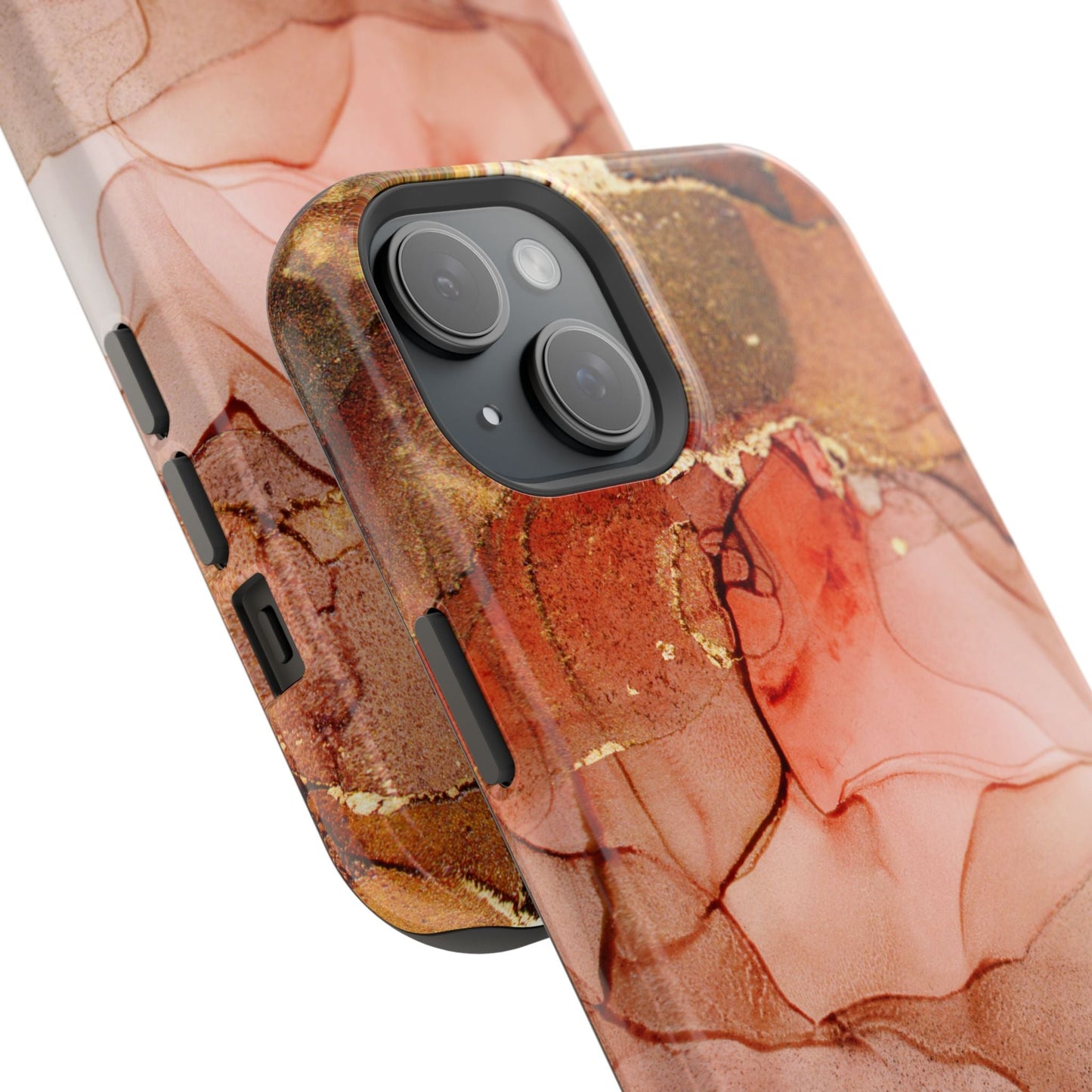 Ruby Red Marble MagSafe Case - Bold Red with Gold Veining for iPhone MagSafe Models - BOGO Cases