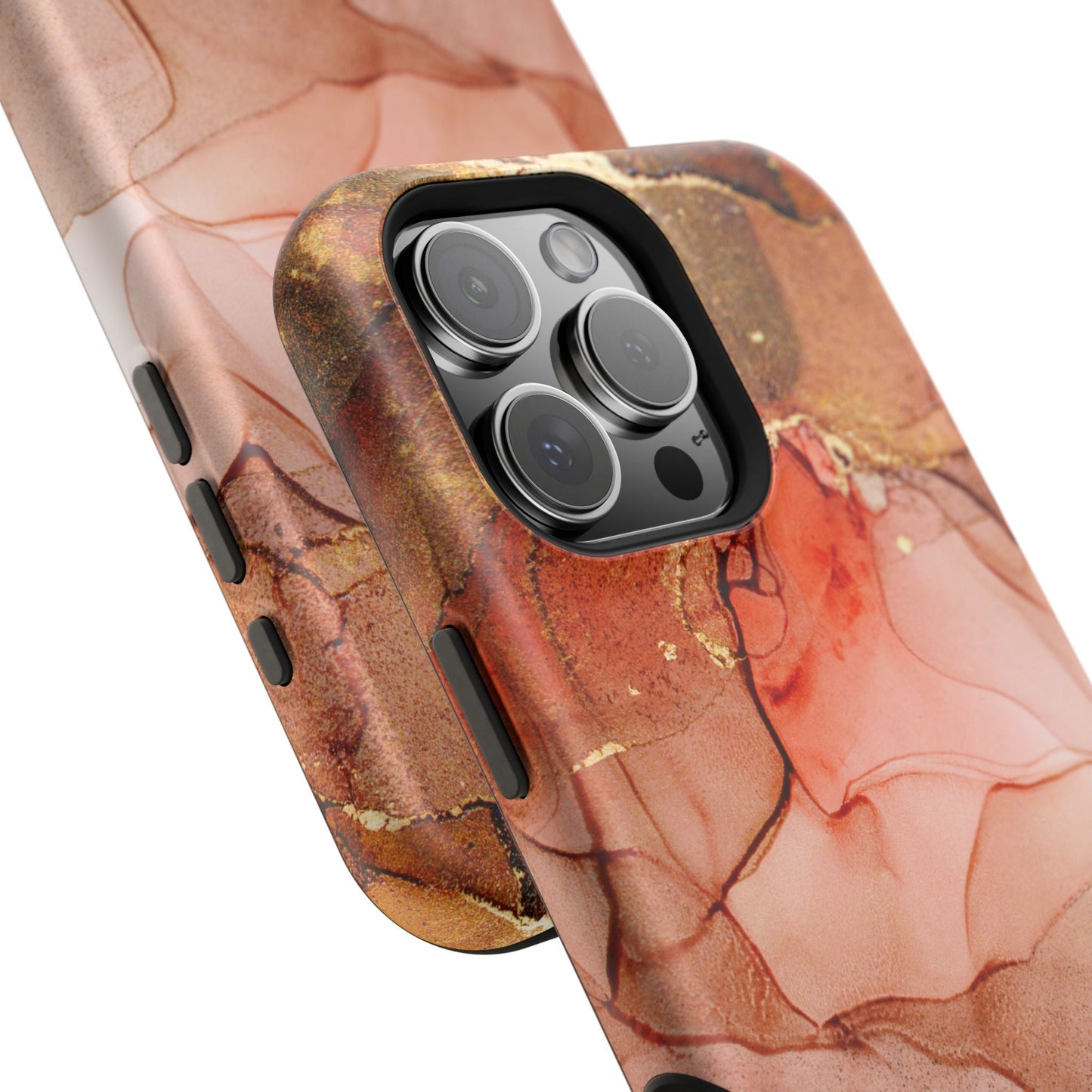 Ruby Red Marble MagSafe Case - Bold Red with Gold Veining for iPhone MagSafe Models - BOGO Cases