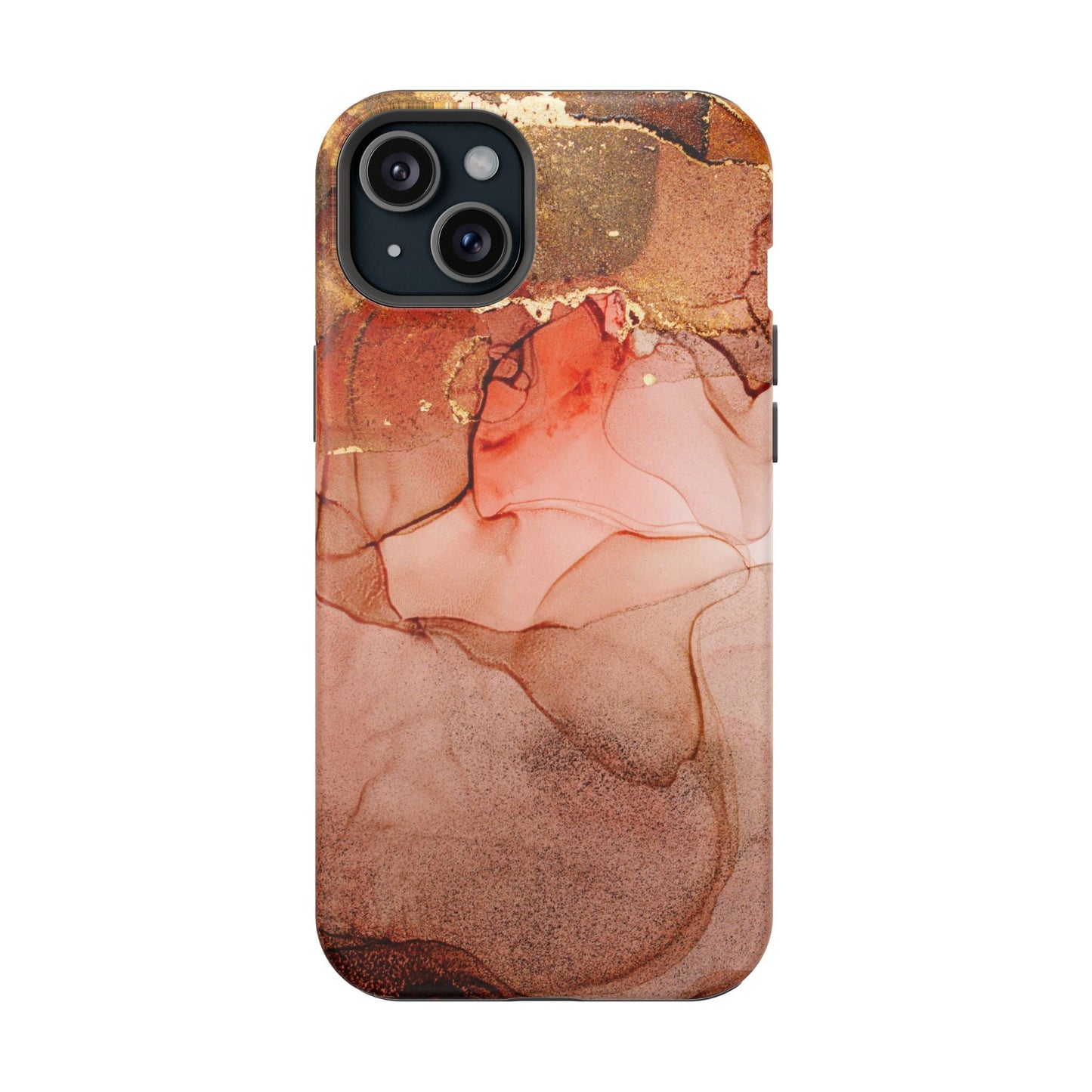 Ruby Red Marble MagSafe Case - Bold Red with Gold Veining for iPhone MagSafe Models - BOGO Cases