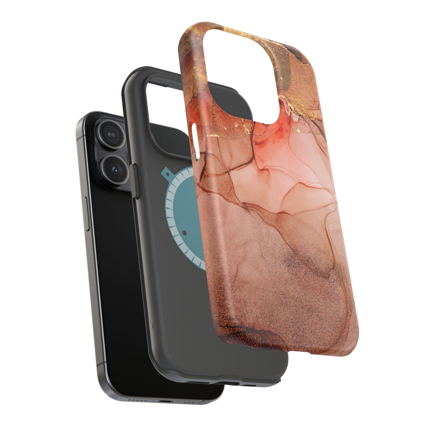 Ruby Red Marble MagSafe Case - Bold Red with Gold Veining for iPhone MagSafe Models - BOGO Cases