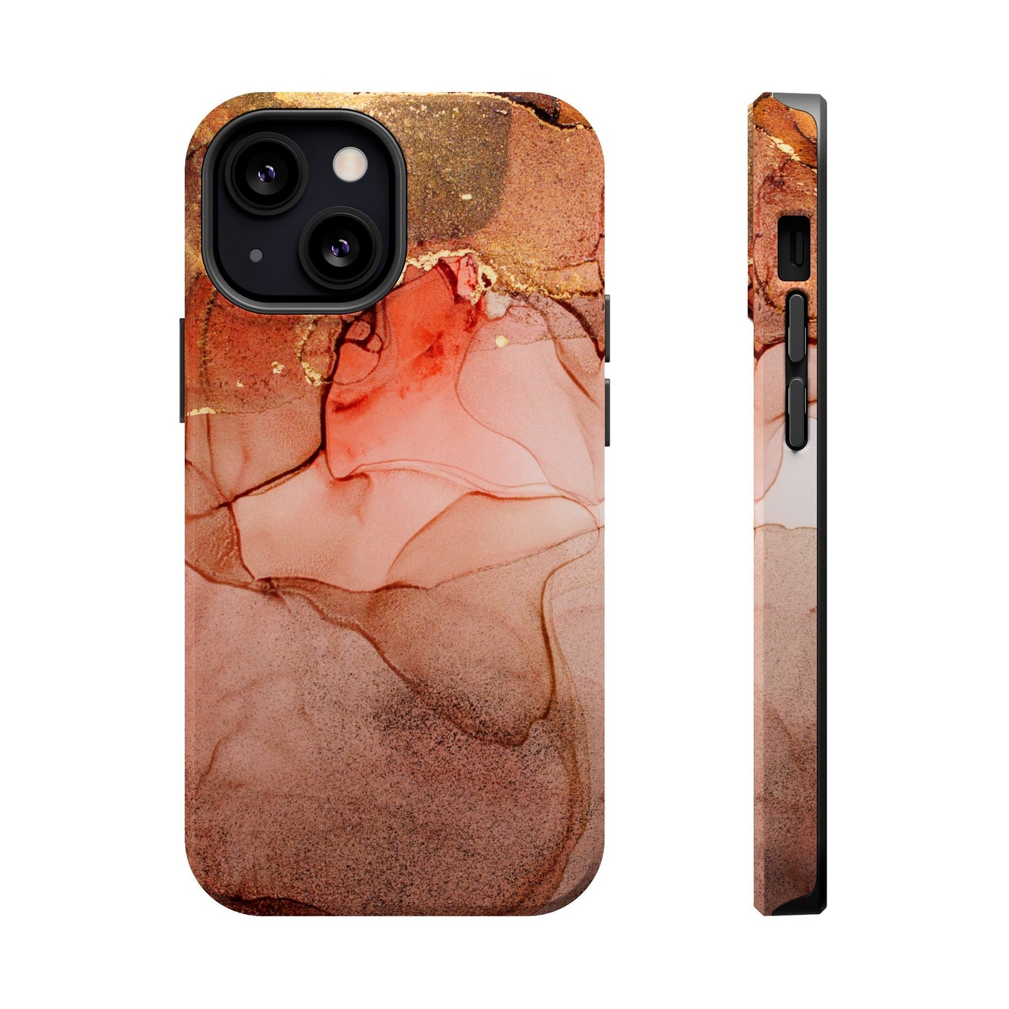 Ruby Red Marble MagSafe Case - Bold Red with Gold Veining for iPhone MagSafe Models - BOGO Cases