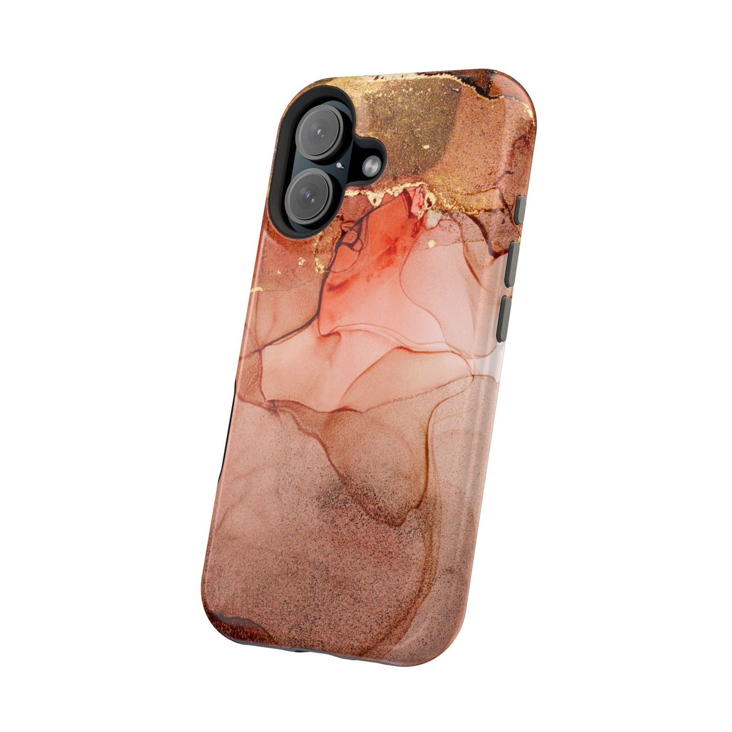 Ruby Red Marble MagSafe Case - Bold Red with Gold Veining for iPhone MagSafe Models - BOGO Cases