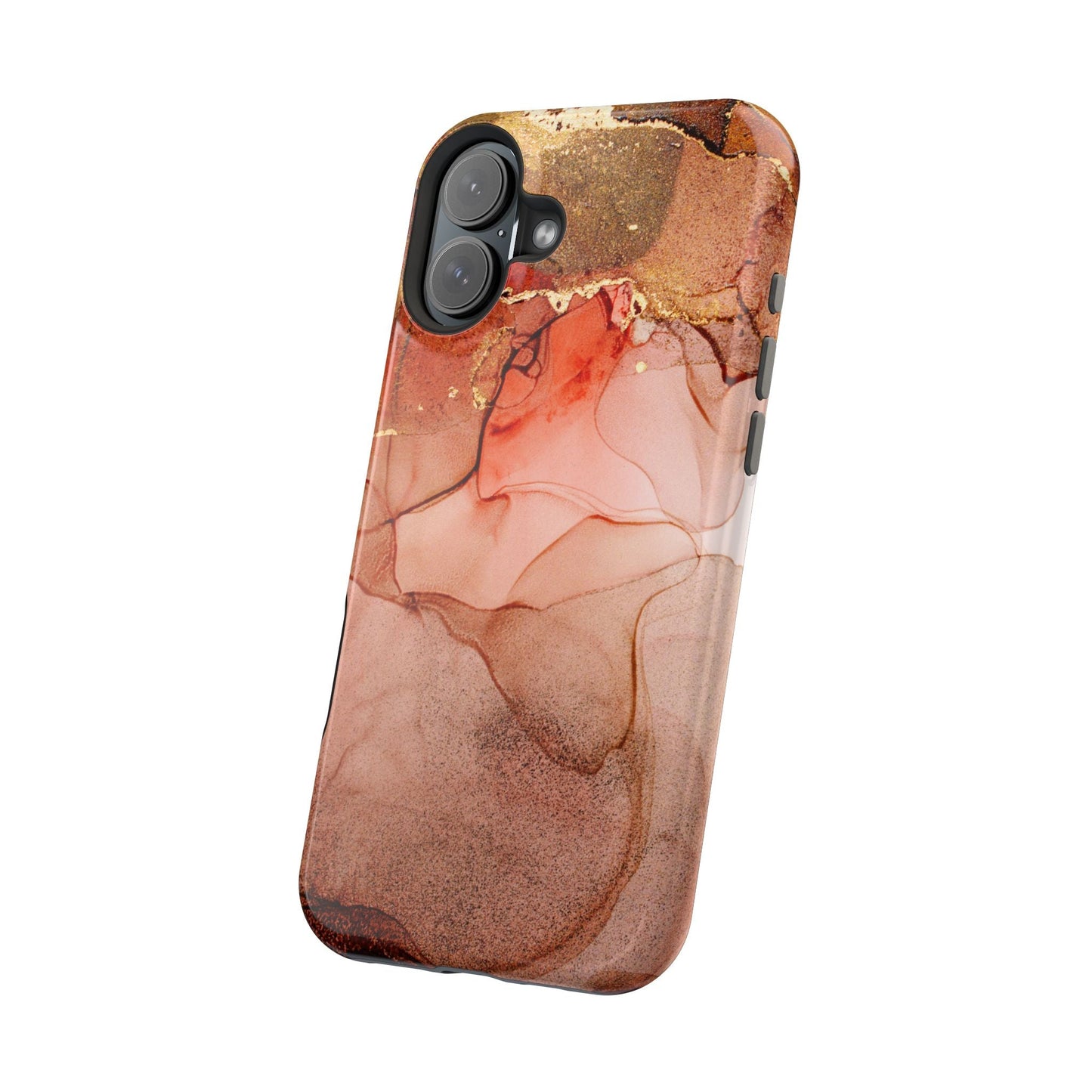 Ruby Red Marble MagSafe Case - Bold Red with Gold Veining for iPhone MagSafe Models - BOGO Cases