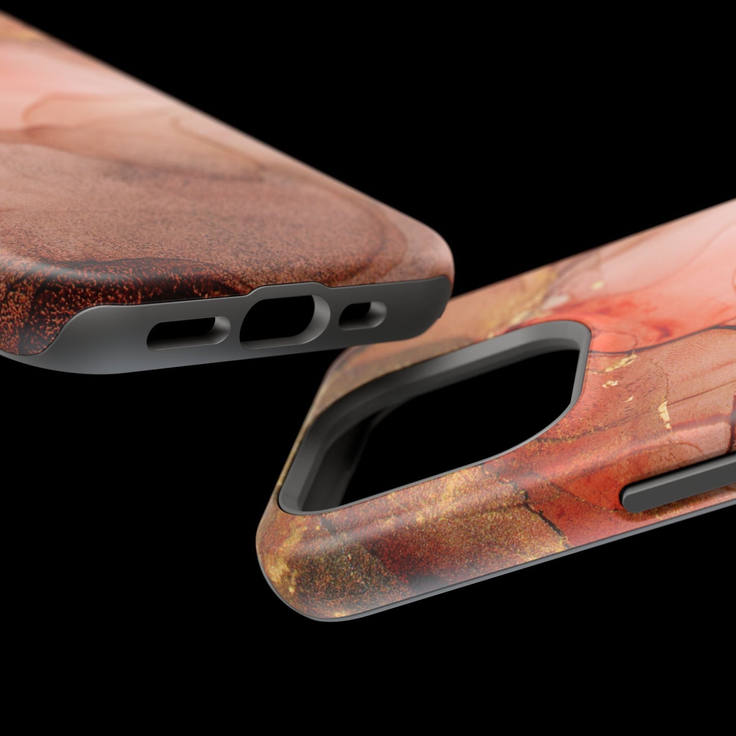 Ruby Red Marble MagSafe Case - Bold Red with Gold Veining for iPhone MagSafe Models - BOGO Cases
