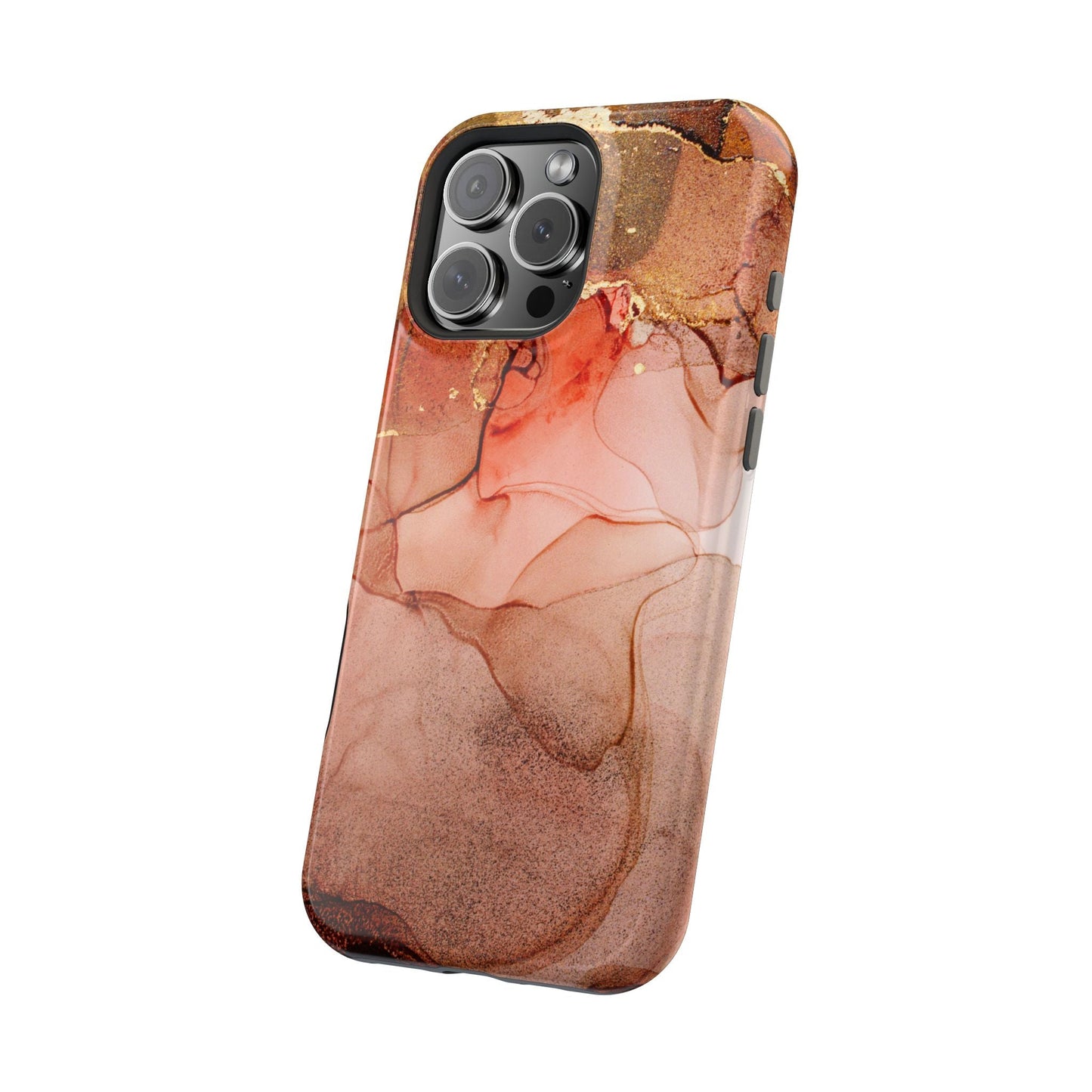 Ruby Red Marble MagSafe Case - Bold Red with Gold Veining for iPhone MagSafe Models - BOGO Cases