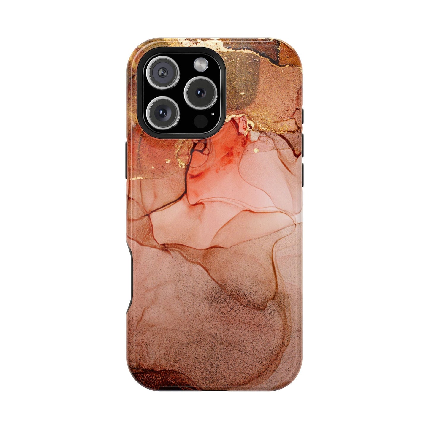 Ruby Red Marble MagSafe Case - Bold Red with Gold Veining for iPhone MagSafe Models - BOGO Cases