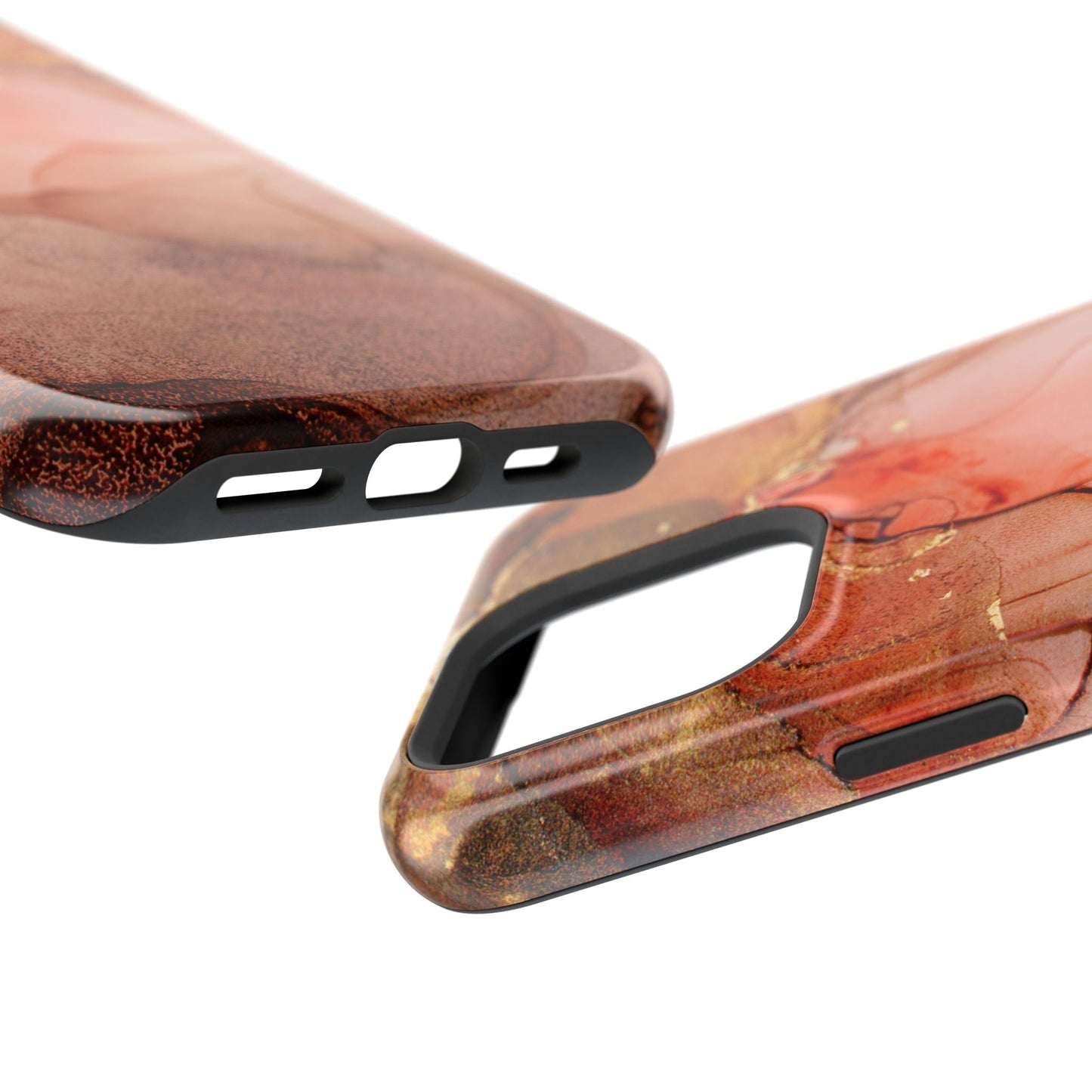 Ruby Red Marble MagSafe Case - Bold Red with Gold Veining for iPhone MagSafe Models - BOGO Cases