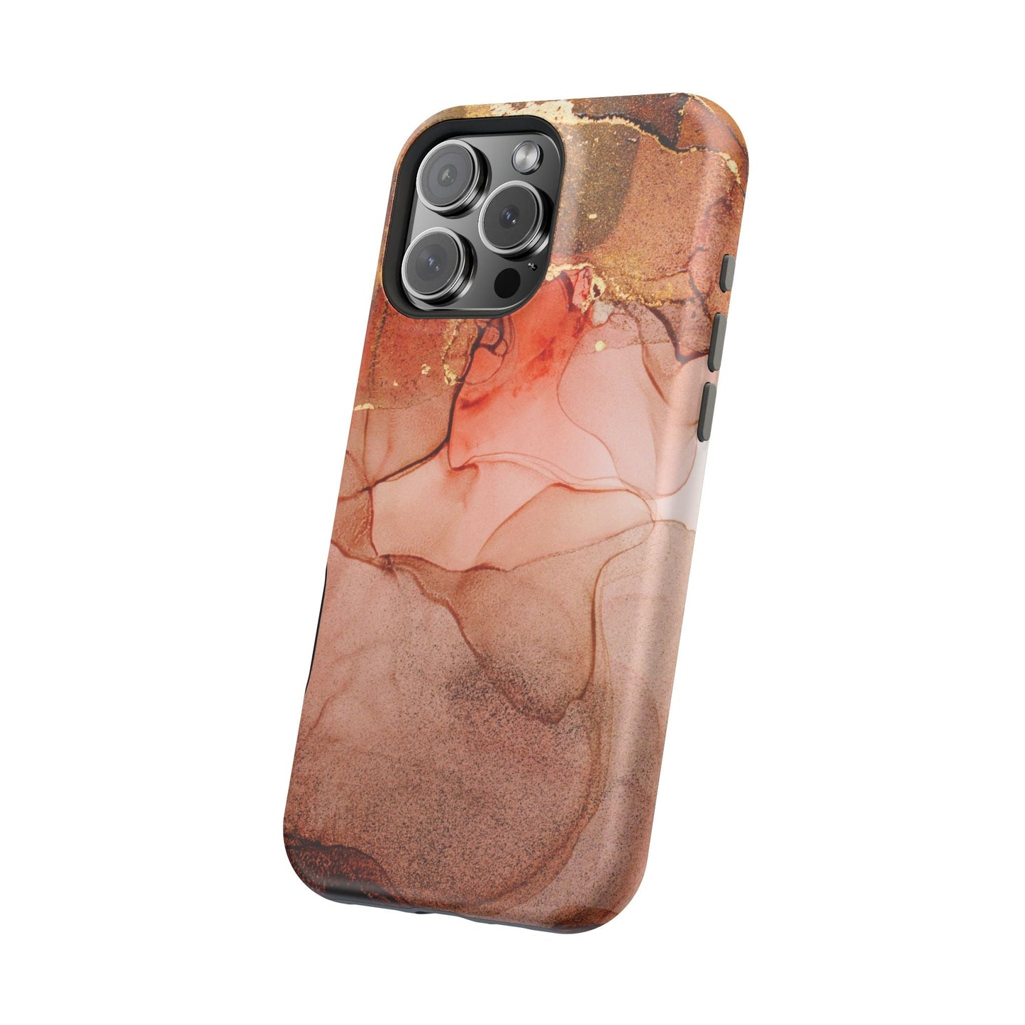 Ruby Red Marble MagSafe Case - Bold Red with Gold Veining for iPhone MagSafe Models - BOGO Cases