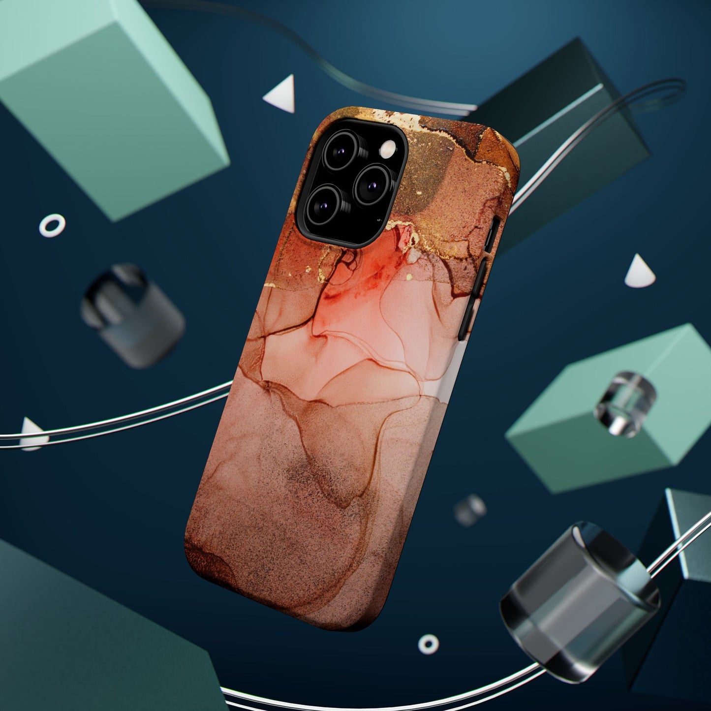 Ruby Red Marble MagSafe Case - Bold Red with Gold Veining for iPhone MagSafe Models - BOGO Cases