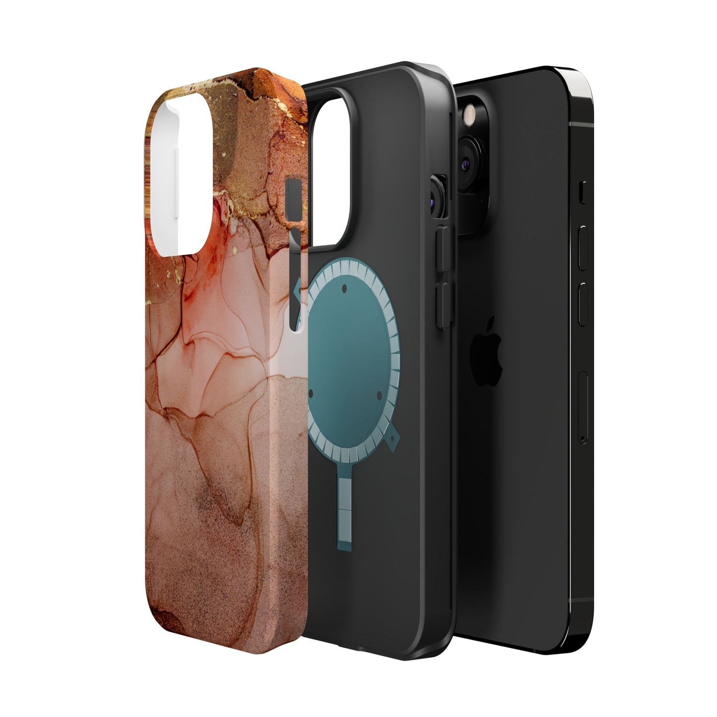 Ruby Red Marble MagSafe Case - Bold Red with Gold Veining for iPhone MagSafe Models - BOGO Cases