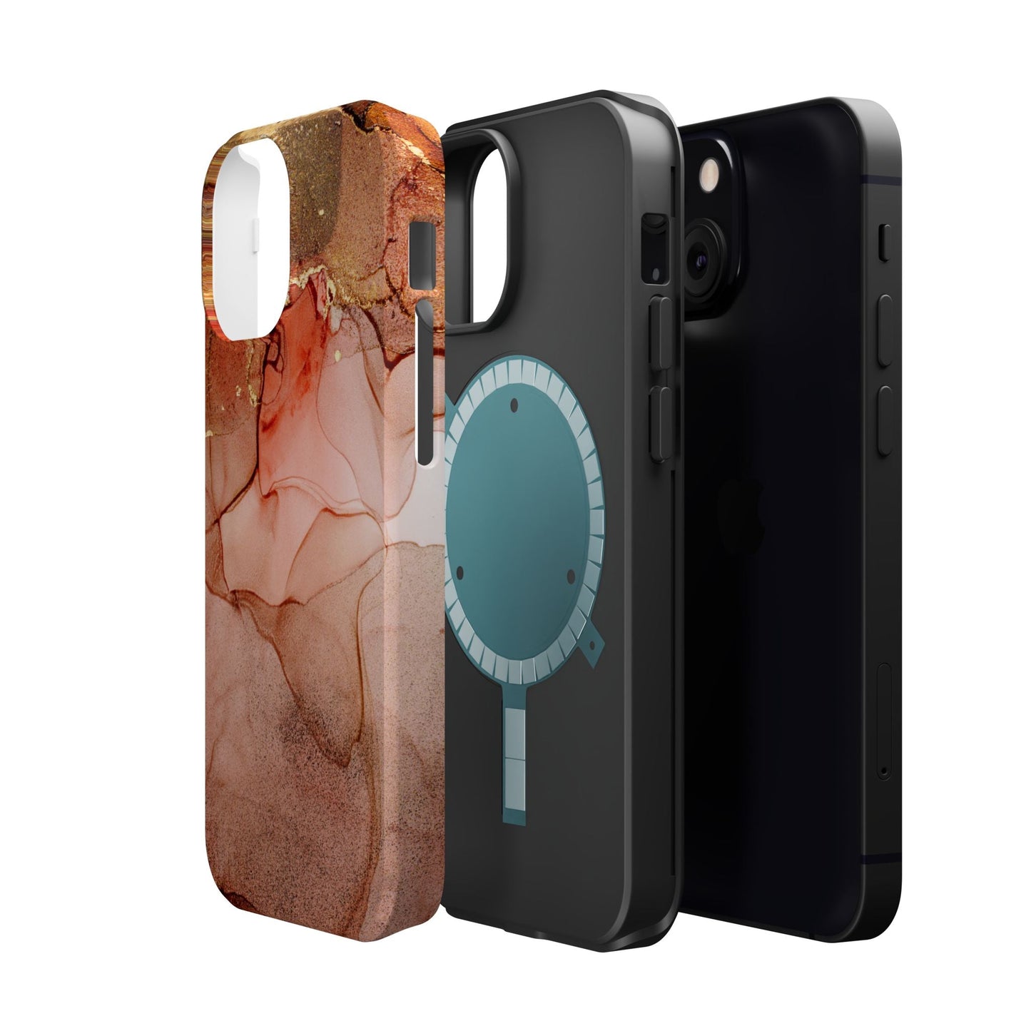 Ruby Red Marble MagSafe Case - Bold Red with Gold Veining for iPhone MagSafe Models - BOGO Cases