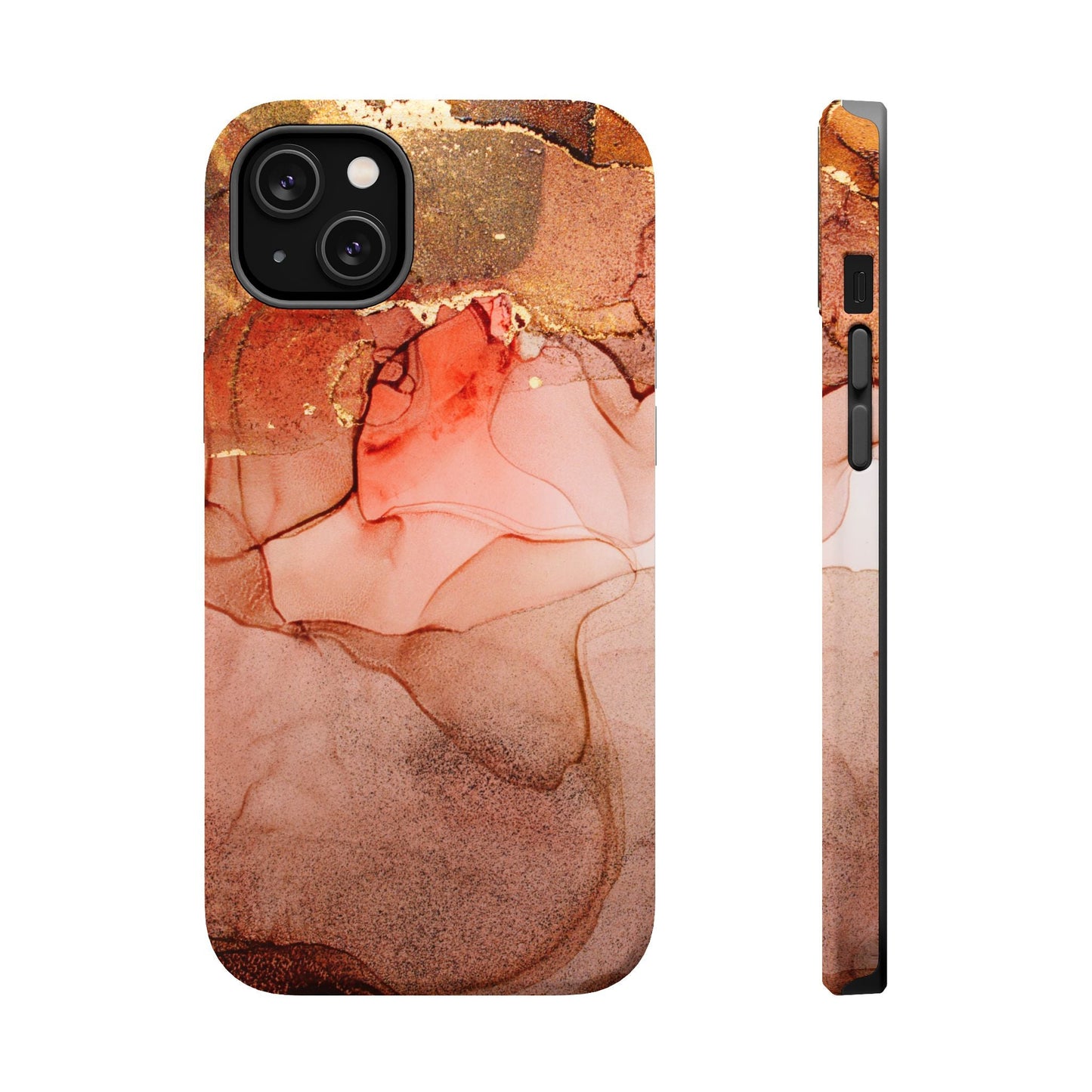 Ruby Red Marble MagSafe Case - Bold Red with Gold Veining for iPhone MagSafe Models - BOGO Cases