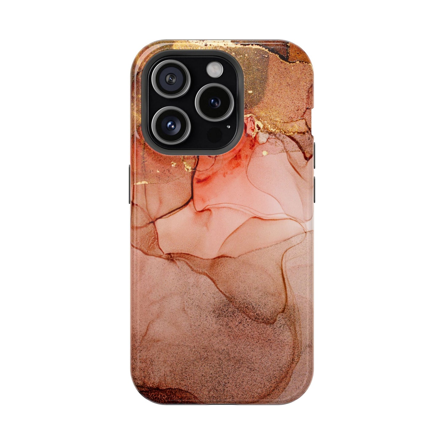 Ruby Red Marble MagSafe Case - Bold Red with Gold Veining for iPhone MagSafe Models - BOGO Cases