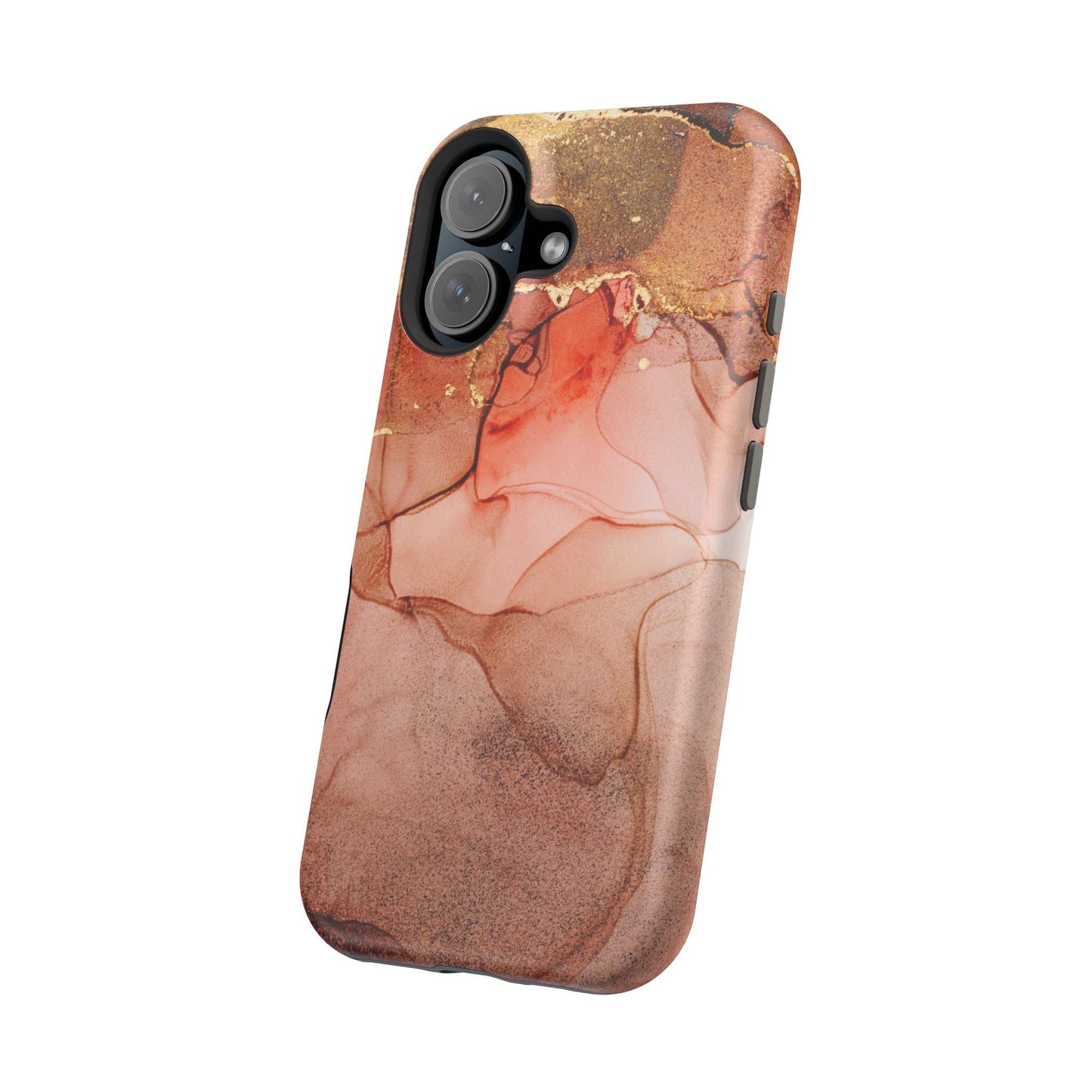 Ruby Red Marble MagSafe Case - Bold Red with Gold Veining for iPhone MagSafe Models - BOGO Cases