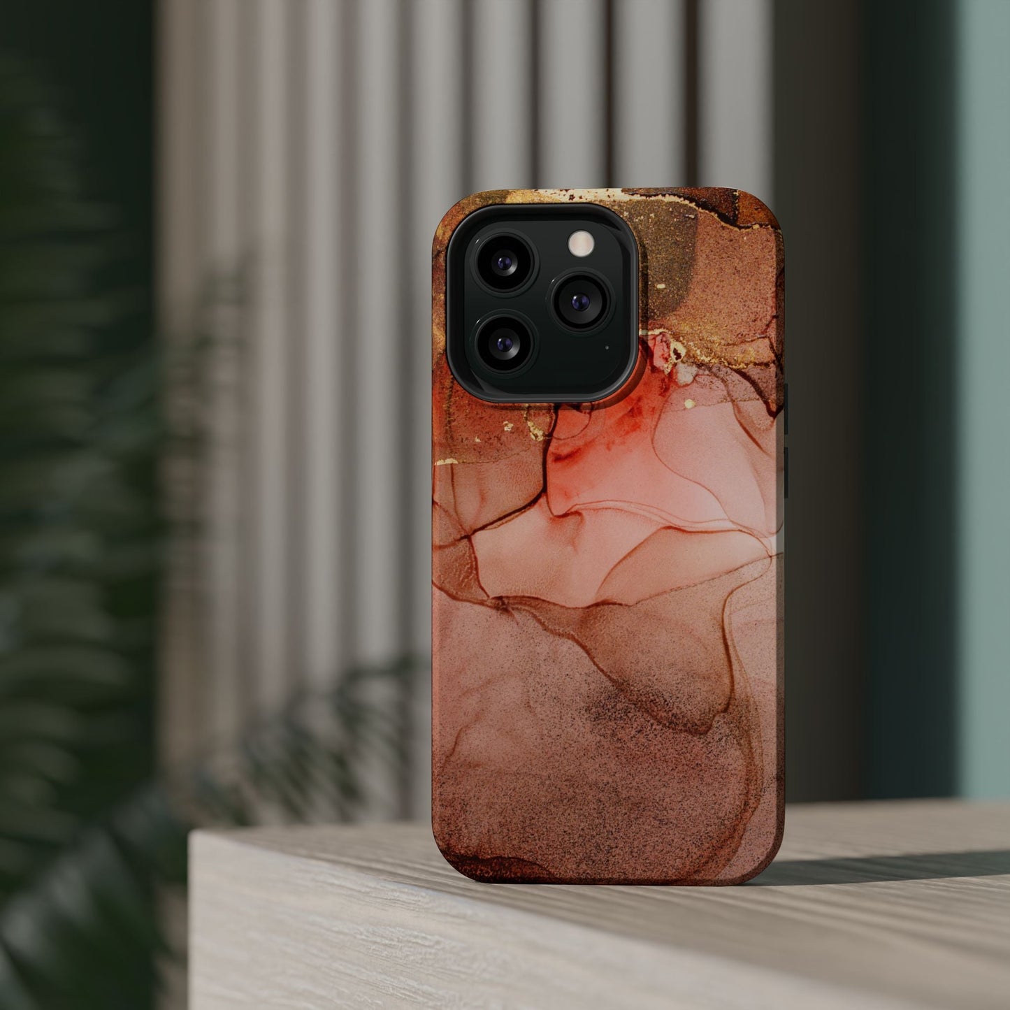 Ruby Red Marble MagSafe Case - Bold Red with Gold Veining for iPhone MagSafe Models - BOGO Cases