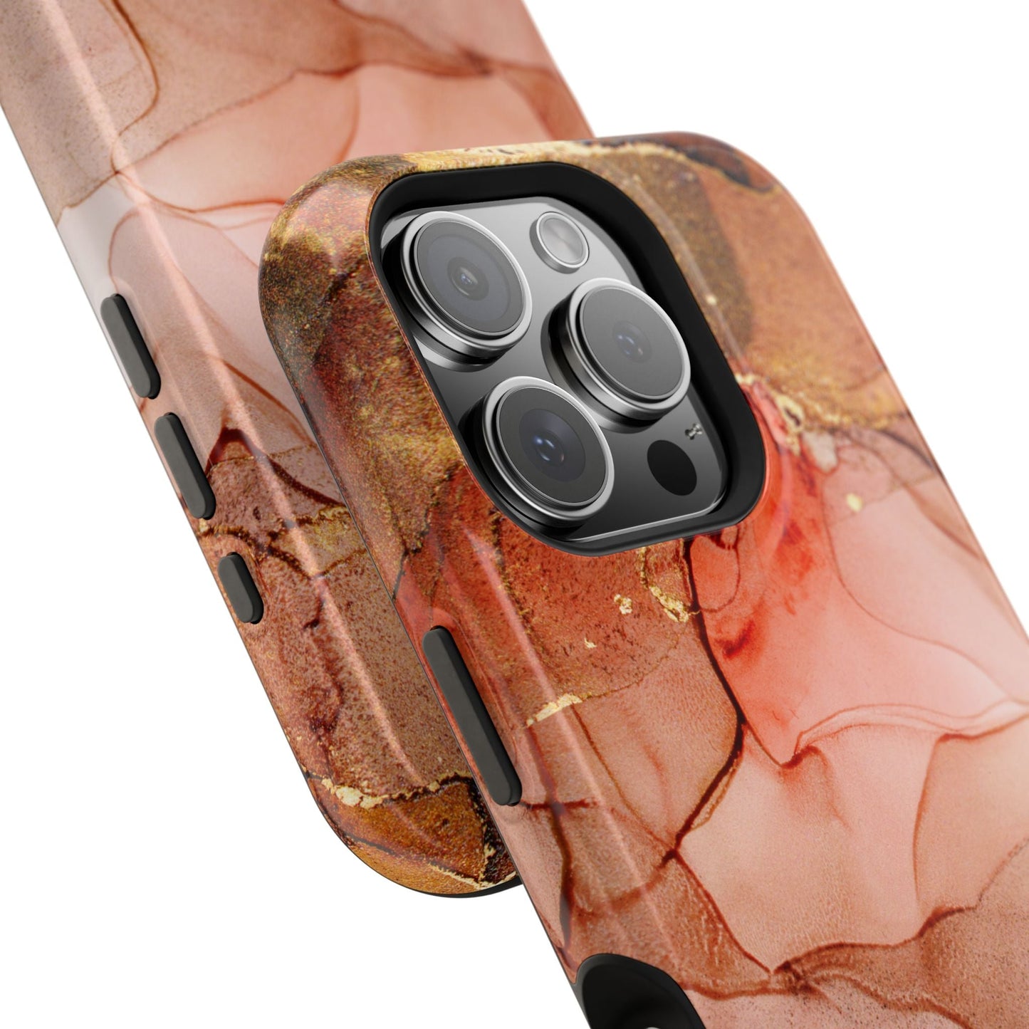 Ruby Red Marble MagSafe Case - Bold Red with Gold Veining for iPhone MagSafe Models - BOGO Cases