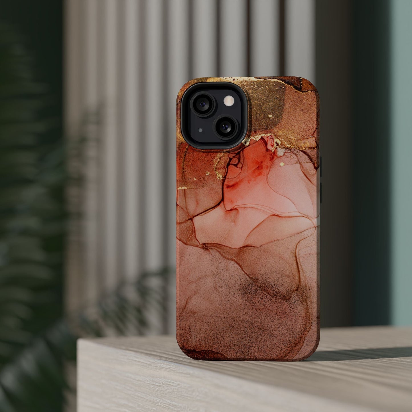 Ruby Red Marble MagSafe Case - Bold Red with Gold Veining for iPhone MagSafe Models - BOGO Cases