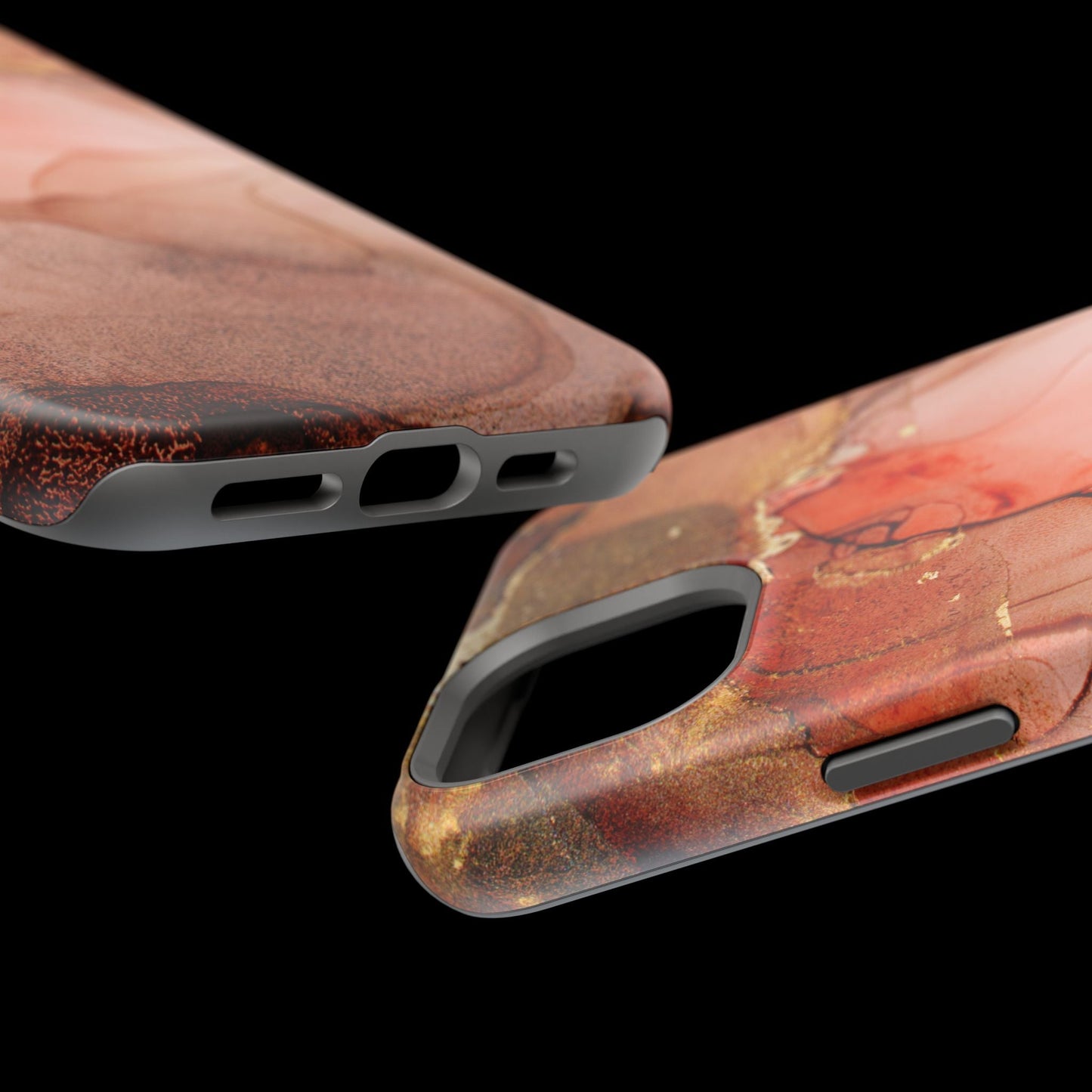 Ruby Red Marble MagSafe Case - Bold Red with Gold Veining for iPhone MagSafe Models - BOGO Cases