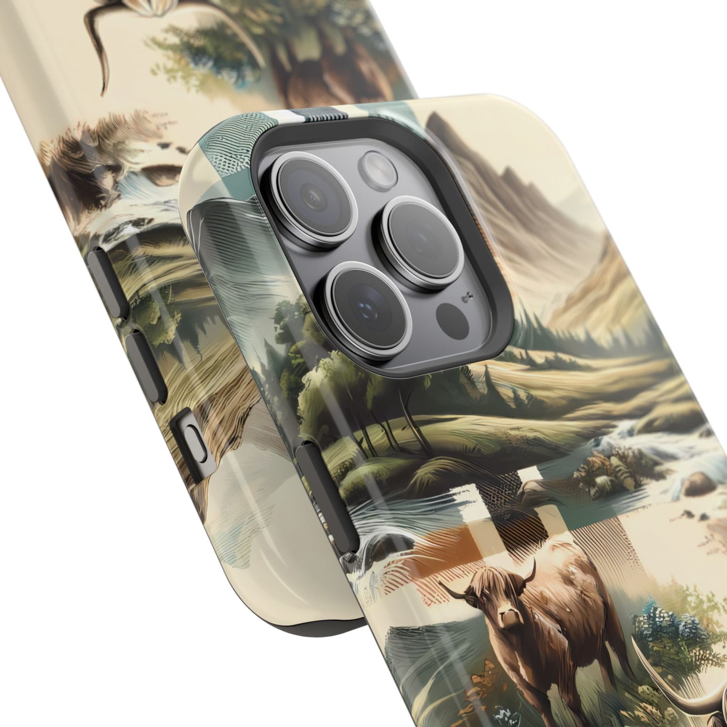 Rustic Highland Cow In Plaid - MagSafe Compatible Case - BOGO Cases